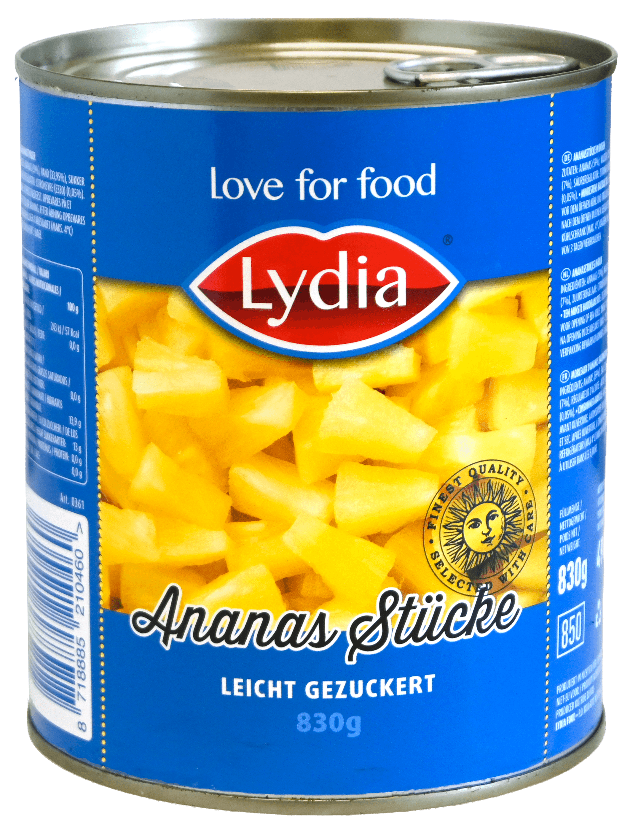 Lydia Ananasblokjes op lichte siroop 850ml thumbnail 1