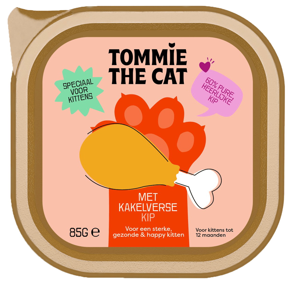 16 bakjes Tommie The Cat Paté Kip 85g