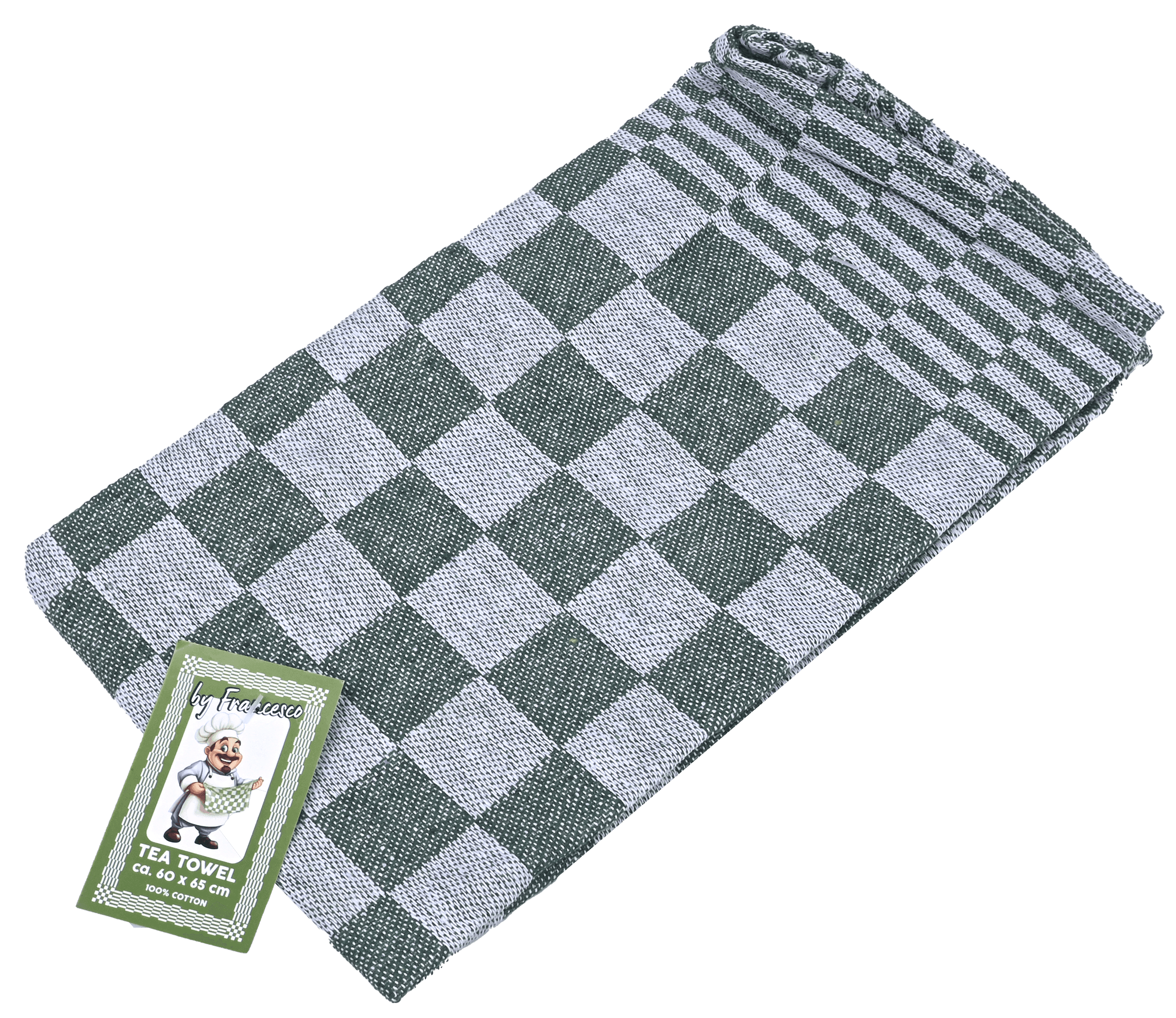 4 stuks Theedoek 100% Katoen Groen 60x65cm Luxe