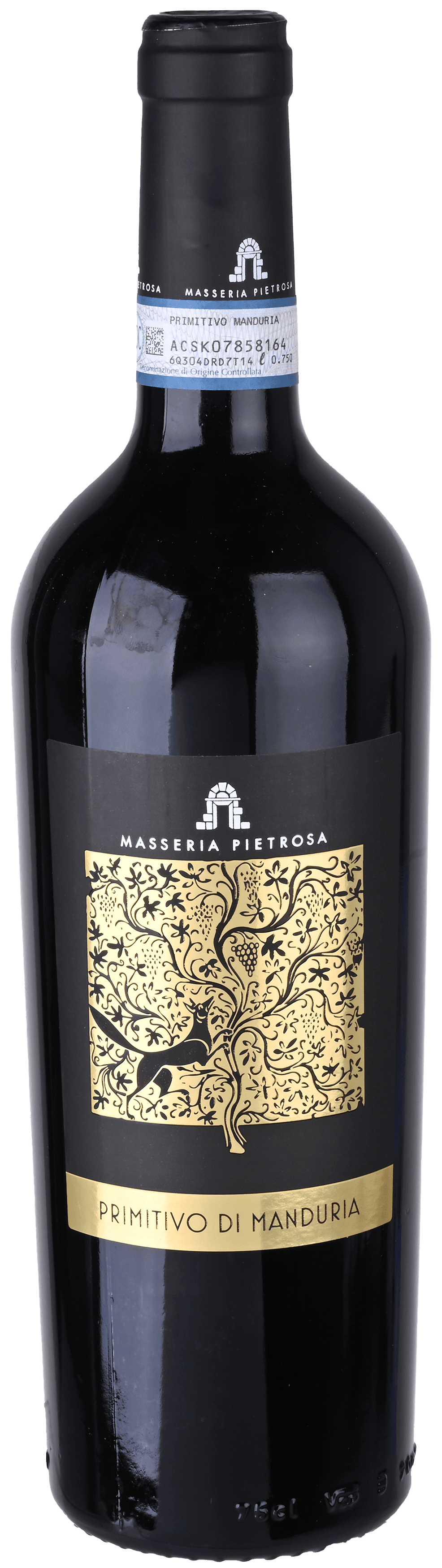 Fles San Marzano Masseria Pietrosa Primitivo di Manduria DOP groen 0,75 l