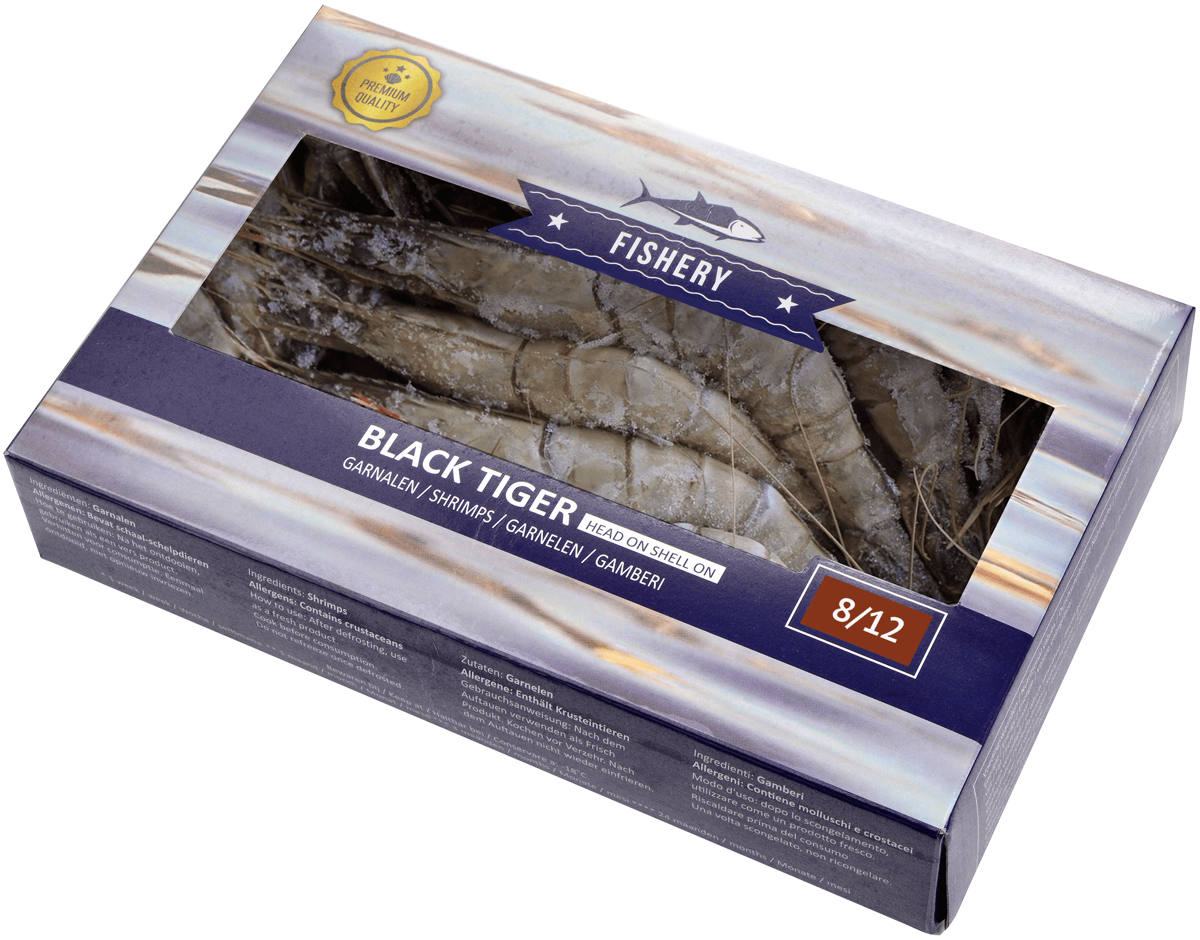 Zak Black Tiger garnalen 8/12 met kop en schaal