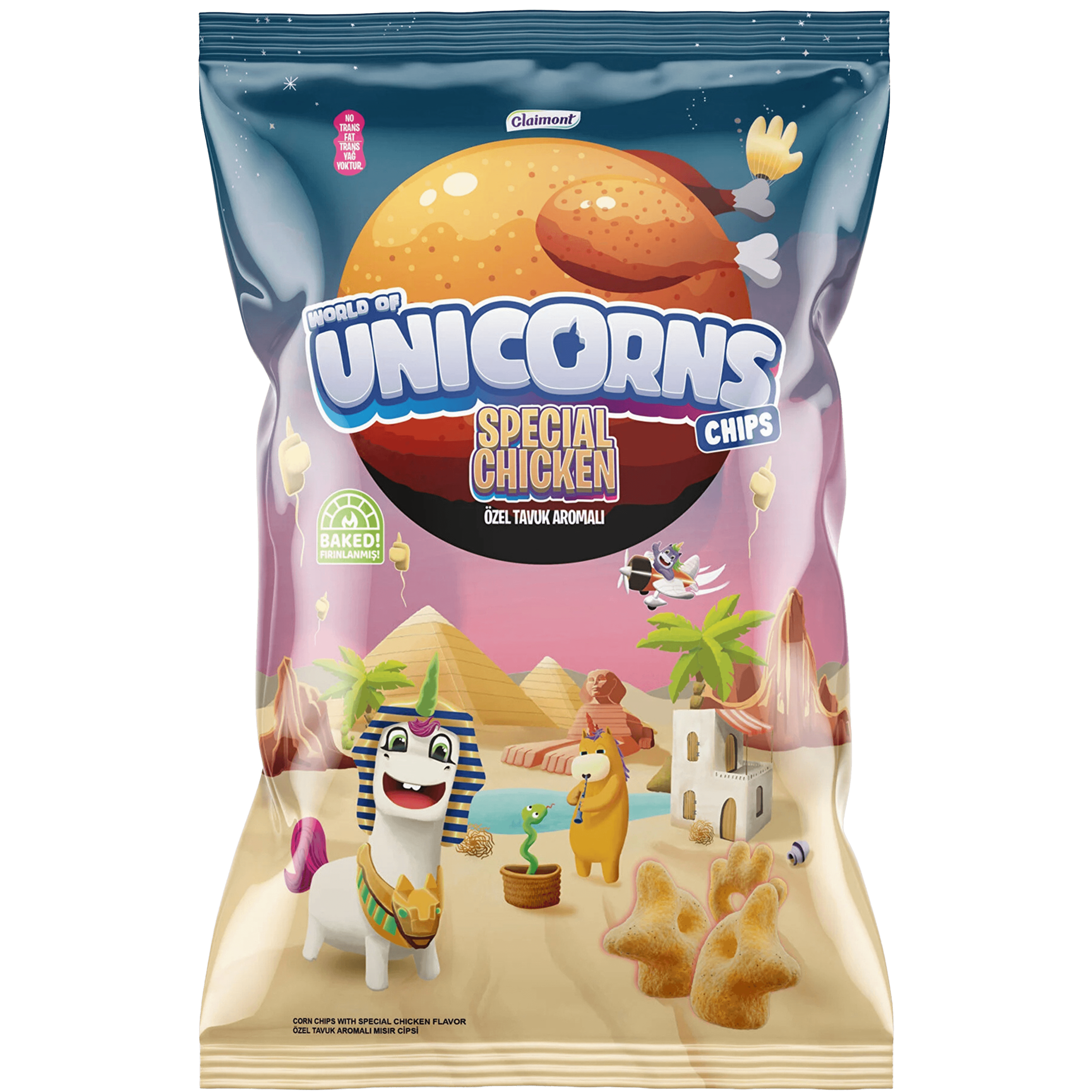 2 Zakken Claimont World of Unicorns Chips Special Chicken 70g