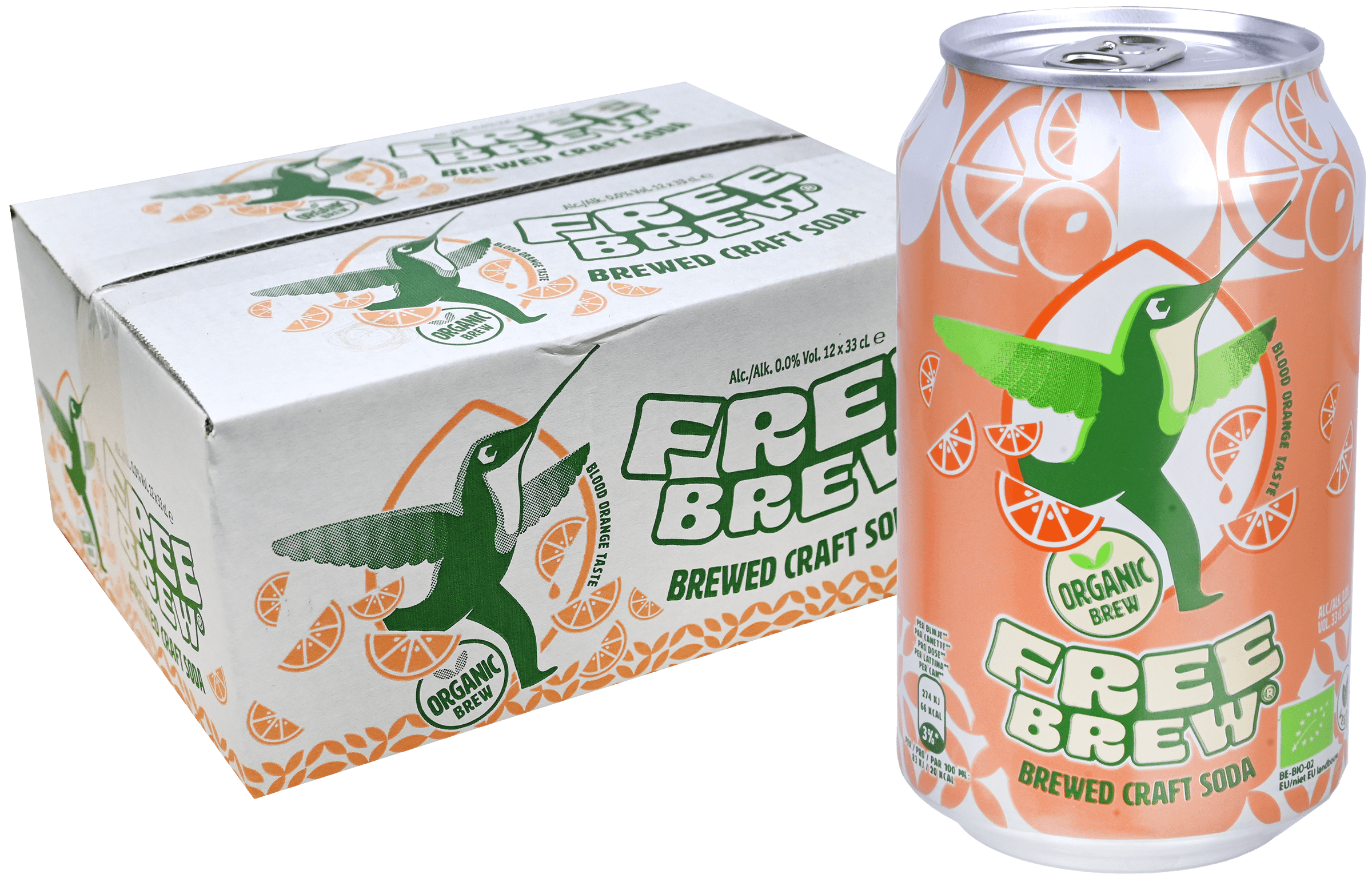 12 blikken Freebrew Organic 0,0% Bloodorange 0,33L