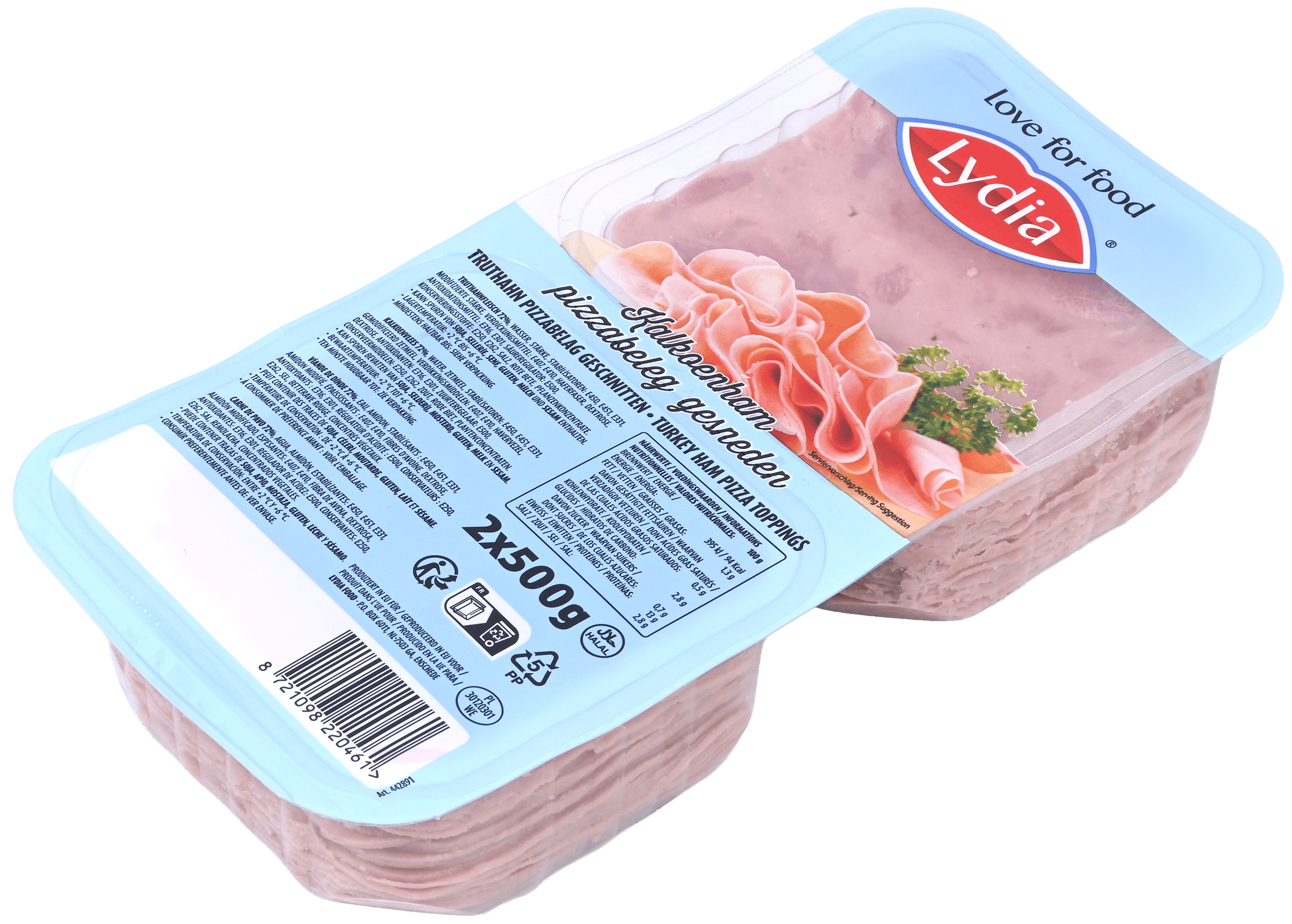 Lydia Kalkoenham plakjes 2x500g