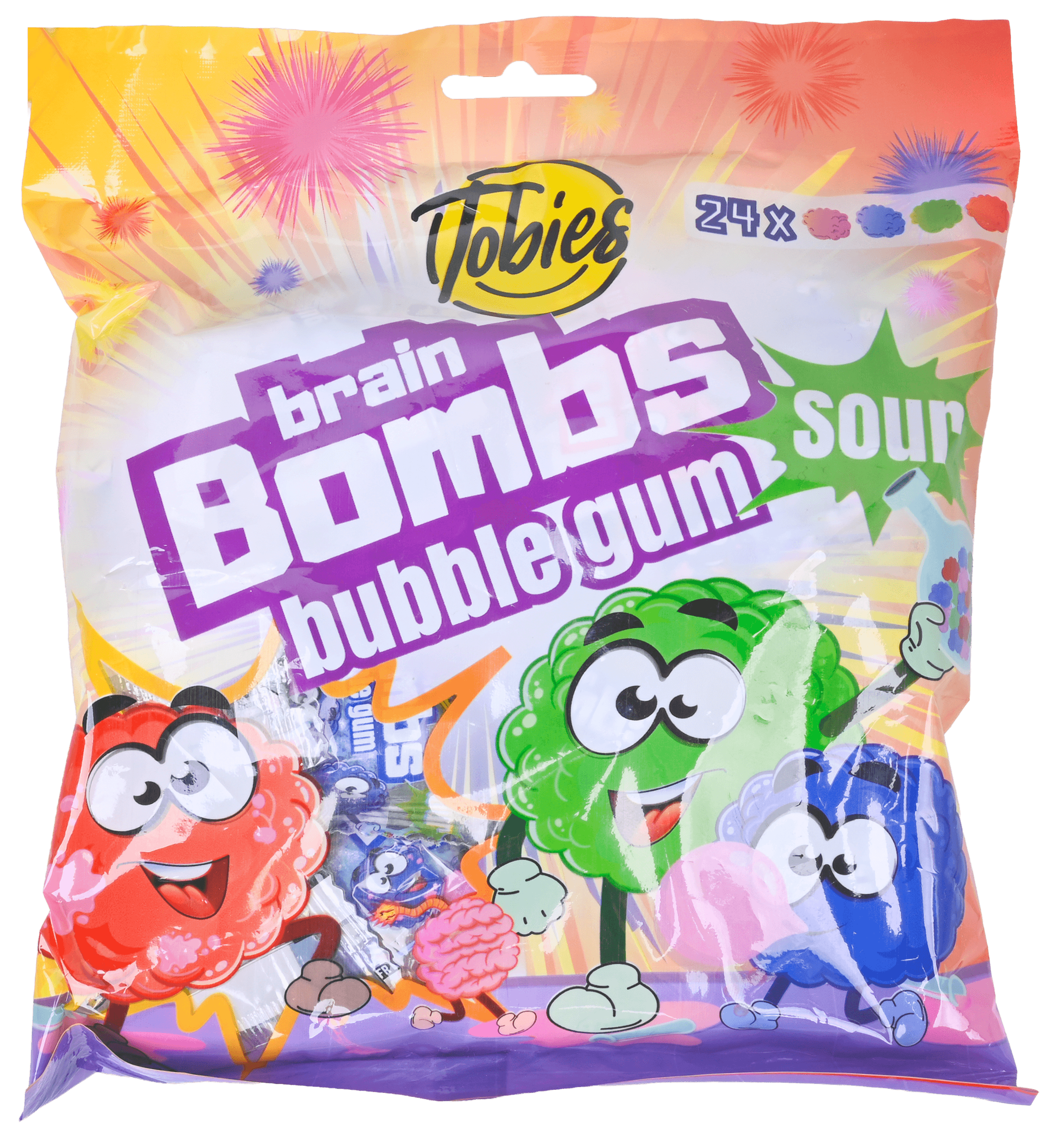 2 Pakken Tobies Chewing Gum Brain Bombs Sour 120g