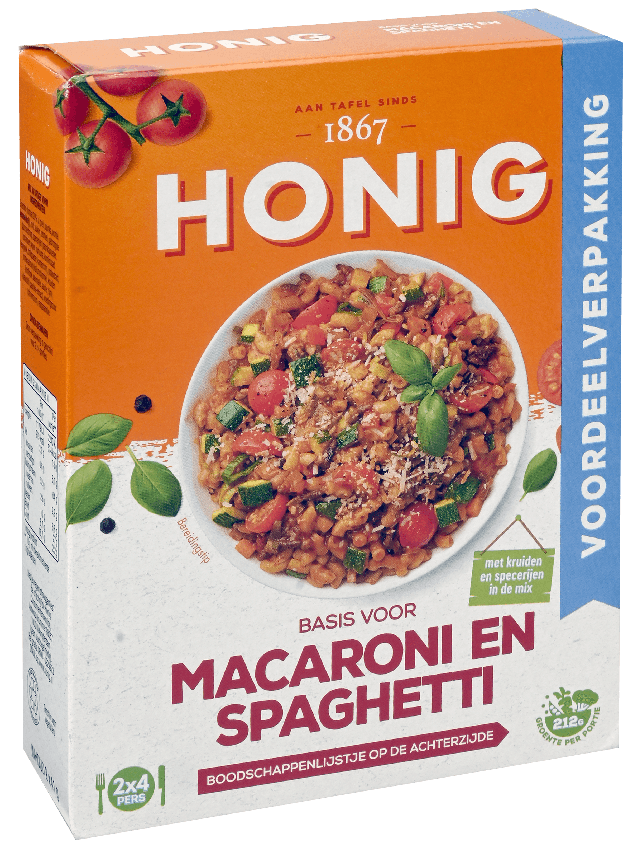 Pak Honig basis voor macaroni en spaghetti naturel rood 2 pakken