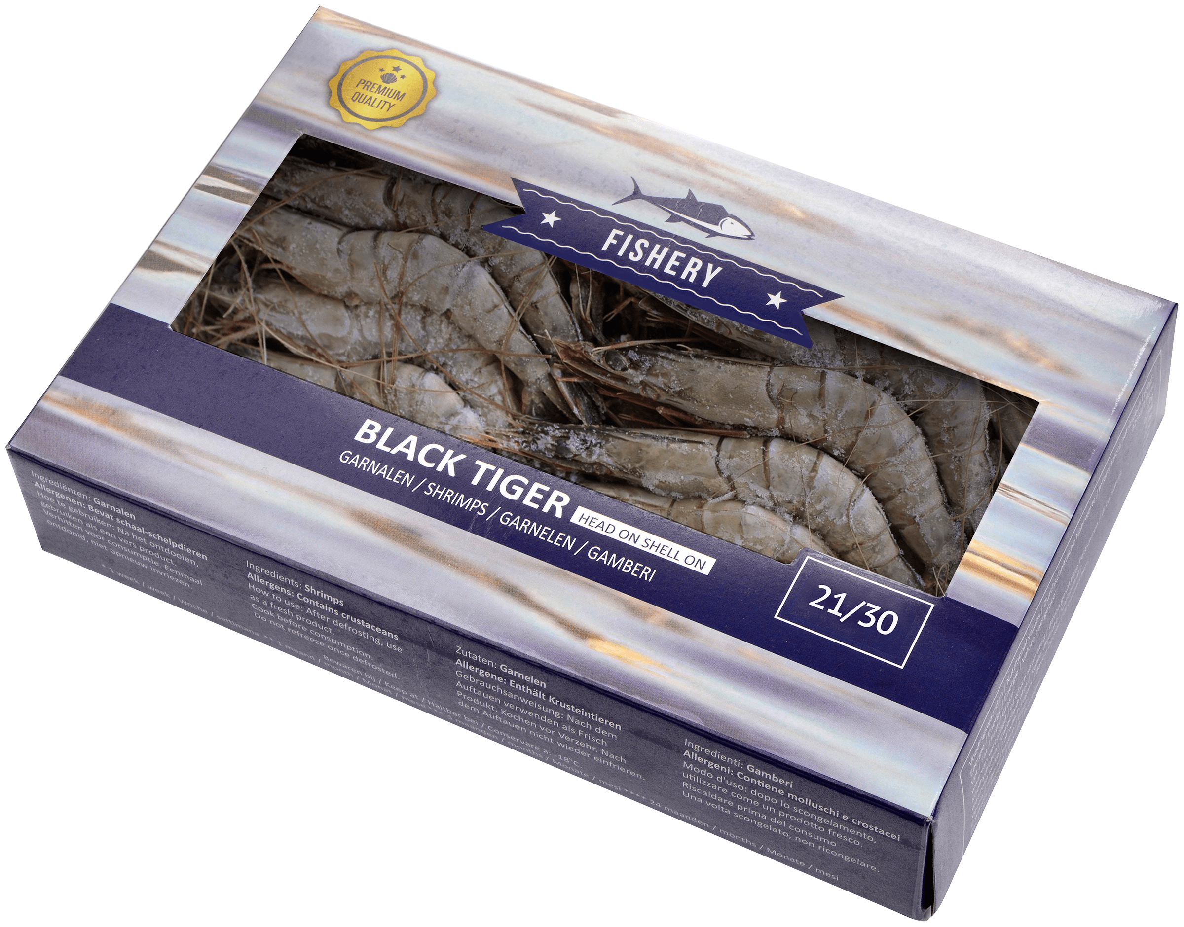 Black Tiger Garnalen 21/30 met kop en schaal