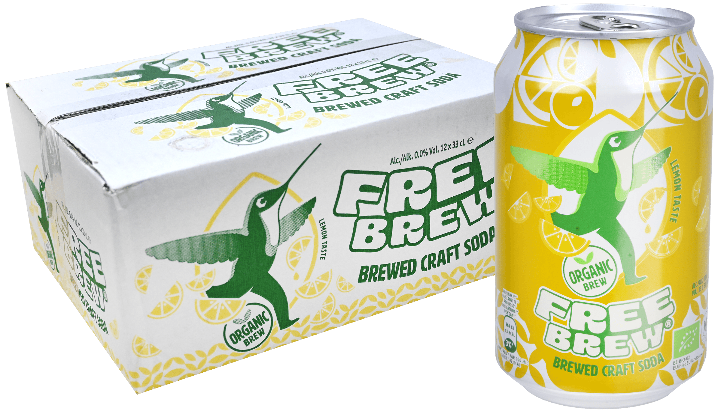 12 blikken Freebrew Organic 0,0% Lemon 0,33L