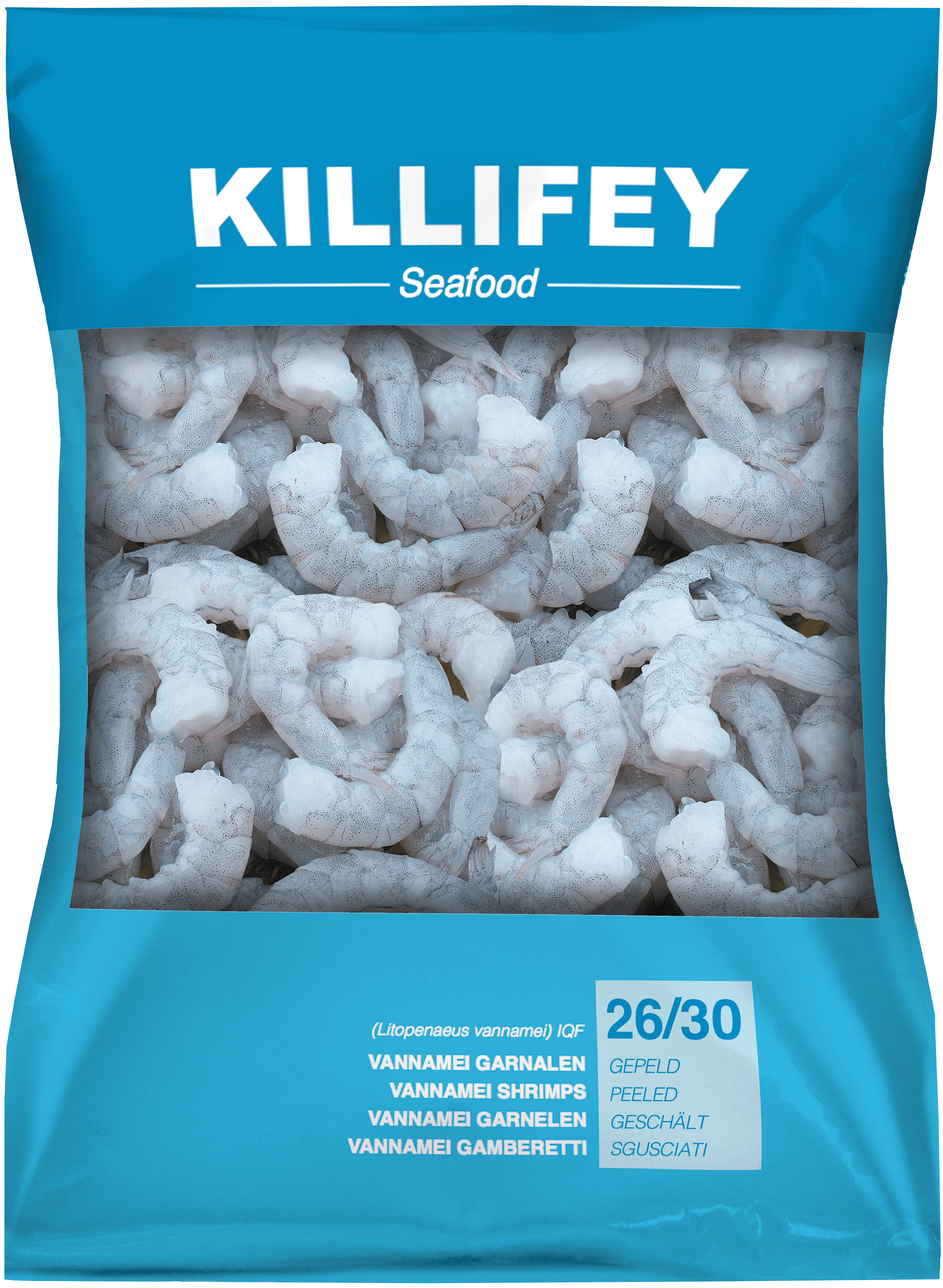 Zak Vannamei garnalen 26/30 gepeld ca 1 kg