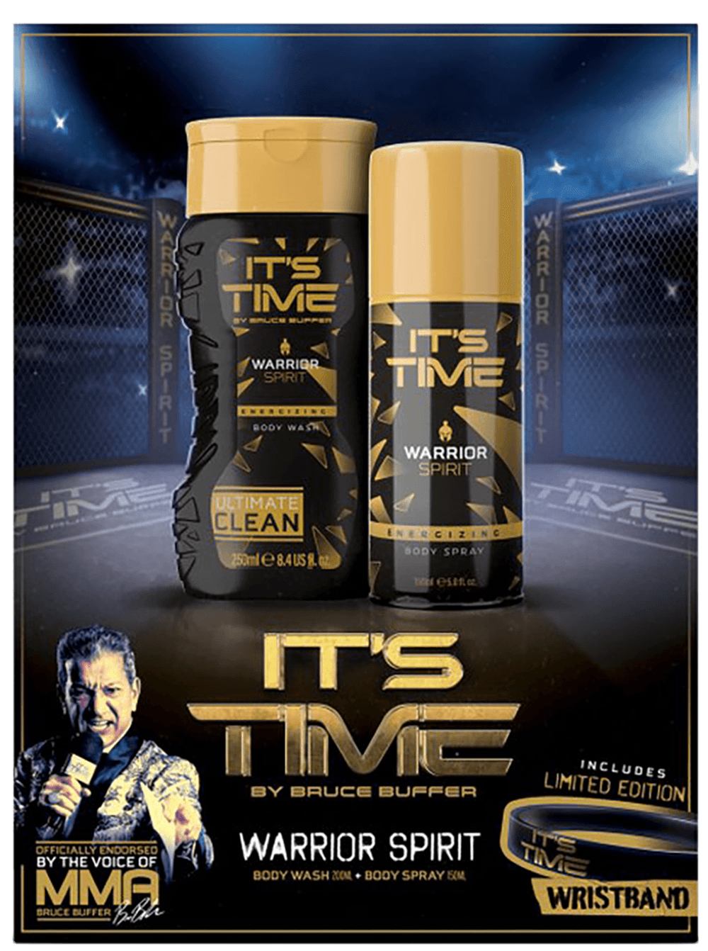 Its Time Giftset Warrior Deospray 150ml + Douchegel 250ml + Wristband