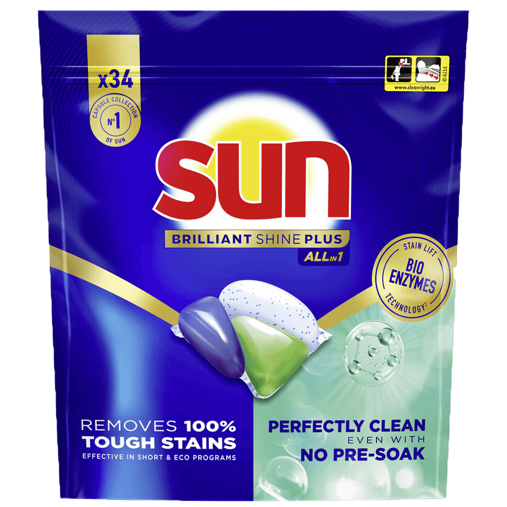 Sun Vaatwastabletten All in 1 Brilliant Shine Plus 34st