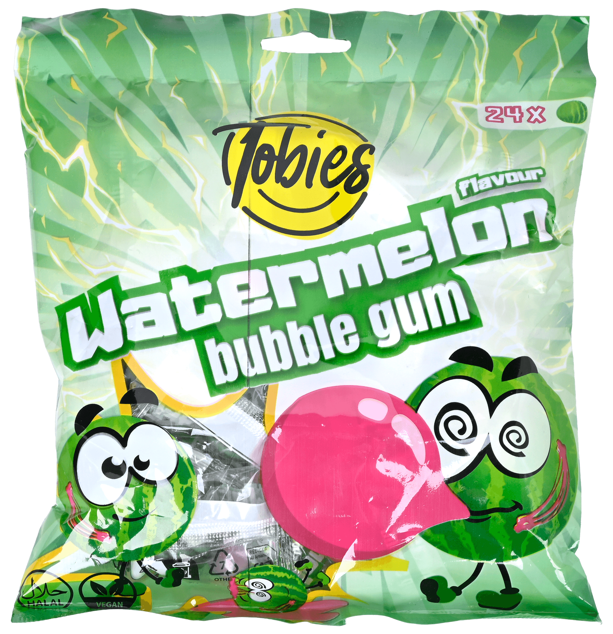 2 Pakken Tobies Chewing Gum Watermelon 120g