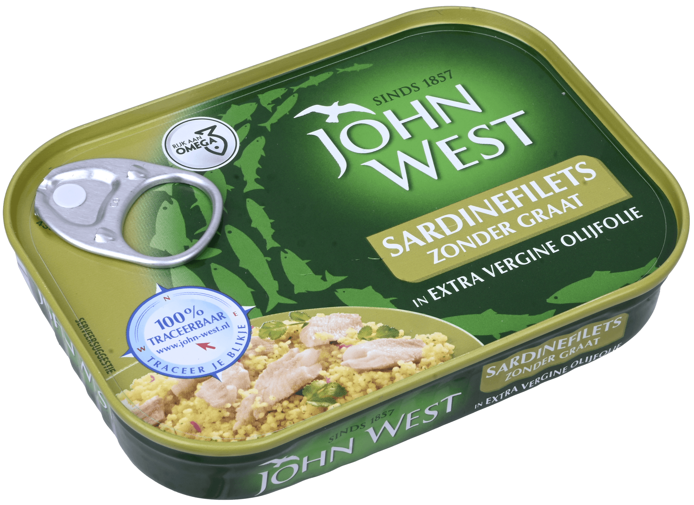 3 Blikken John West Sardientjes zonder graat in Olijfolie 95g