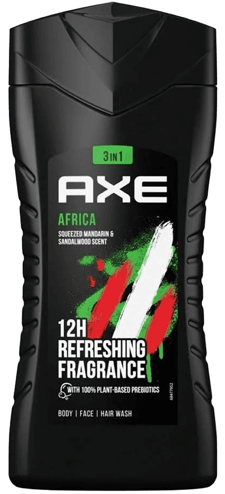 3 flessen Axe Douche 3in1 Africa 250ml
