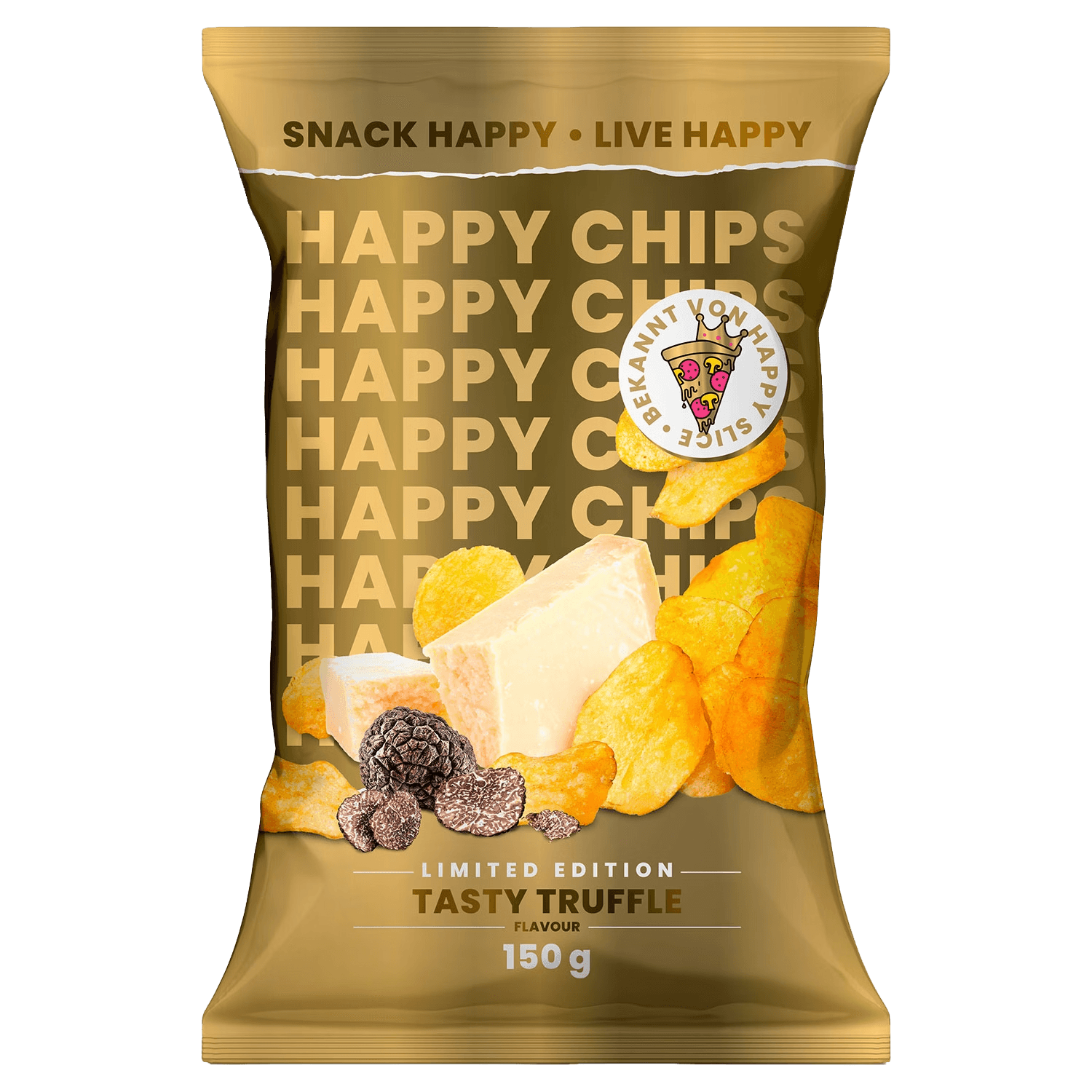4 zakken Happy Chips Tasty Truffle Limited Edition 150g