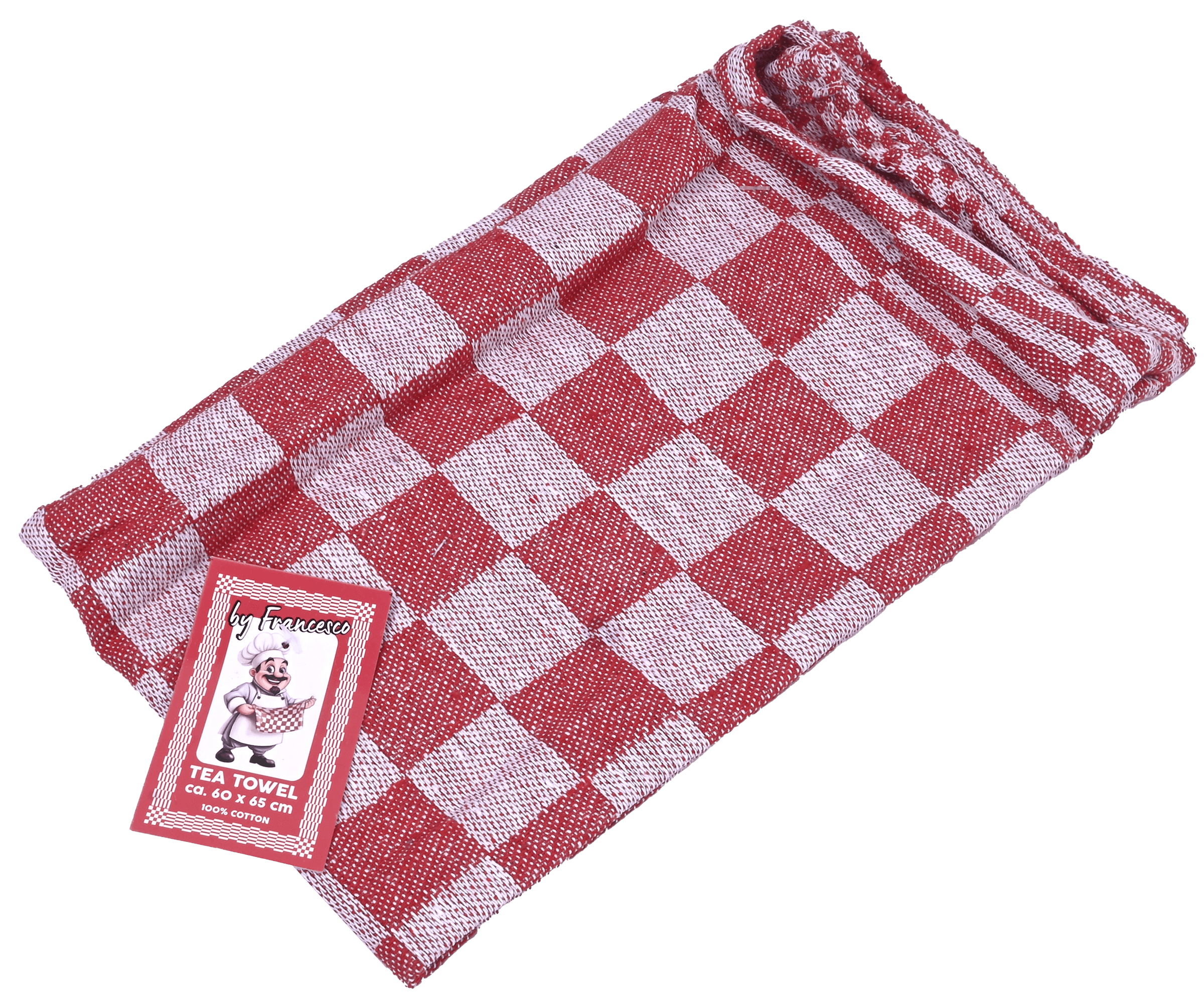 4 stuks Theedoek 100% Katoen Rood 60x65cm Luxe