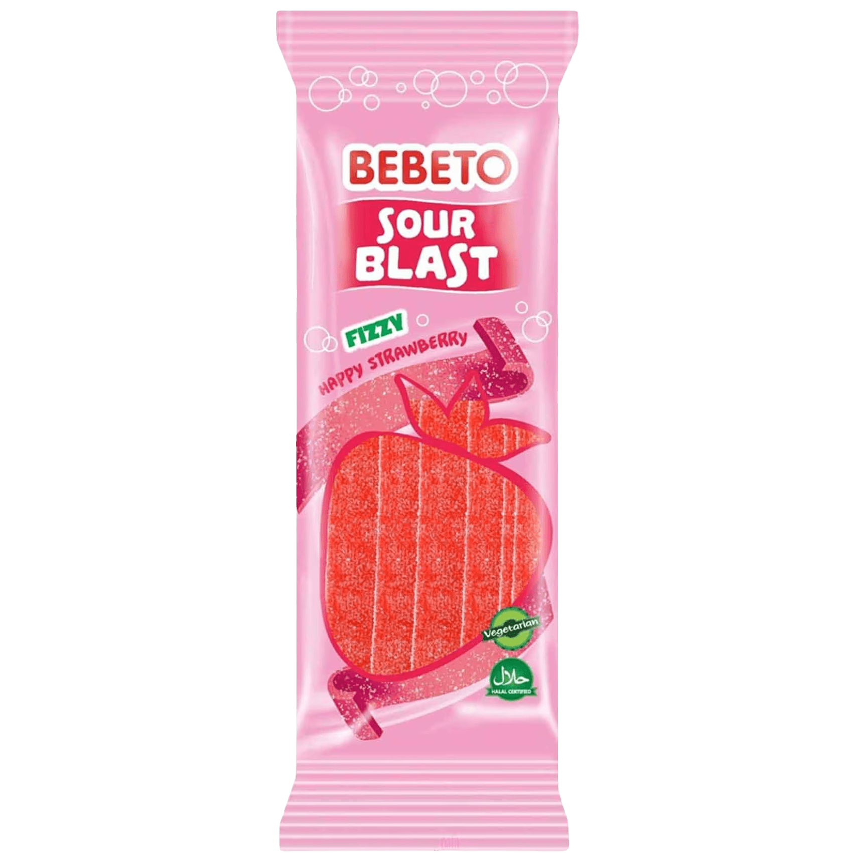 2 Zakken Bebeto Candy Sour Blast Fizzy Strawberry 180g