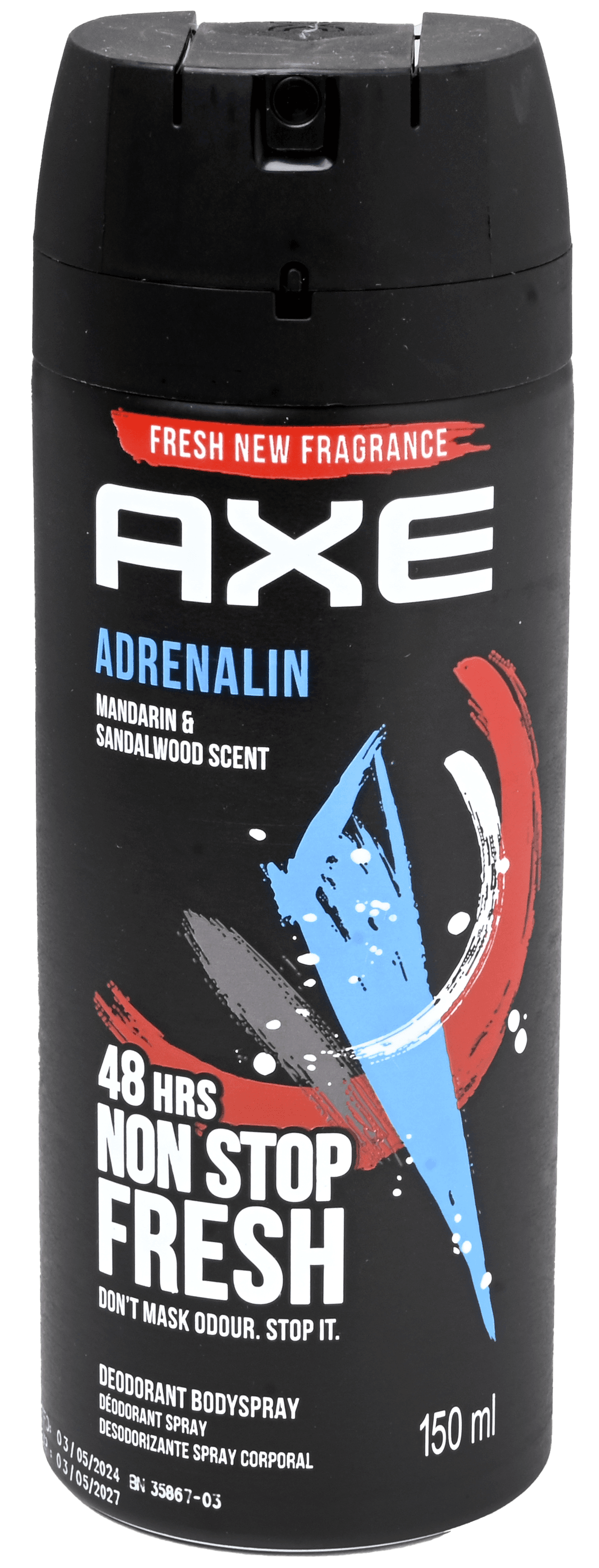 3 bussen Axe Deospray Adrenaline 150ml