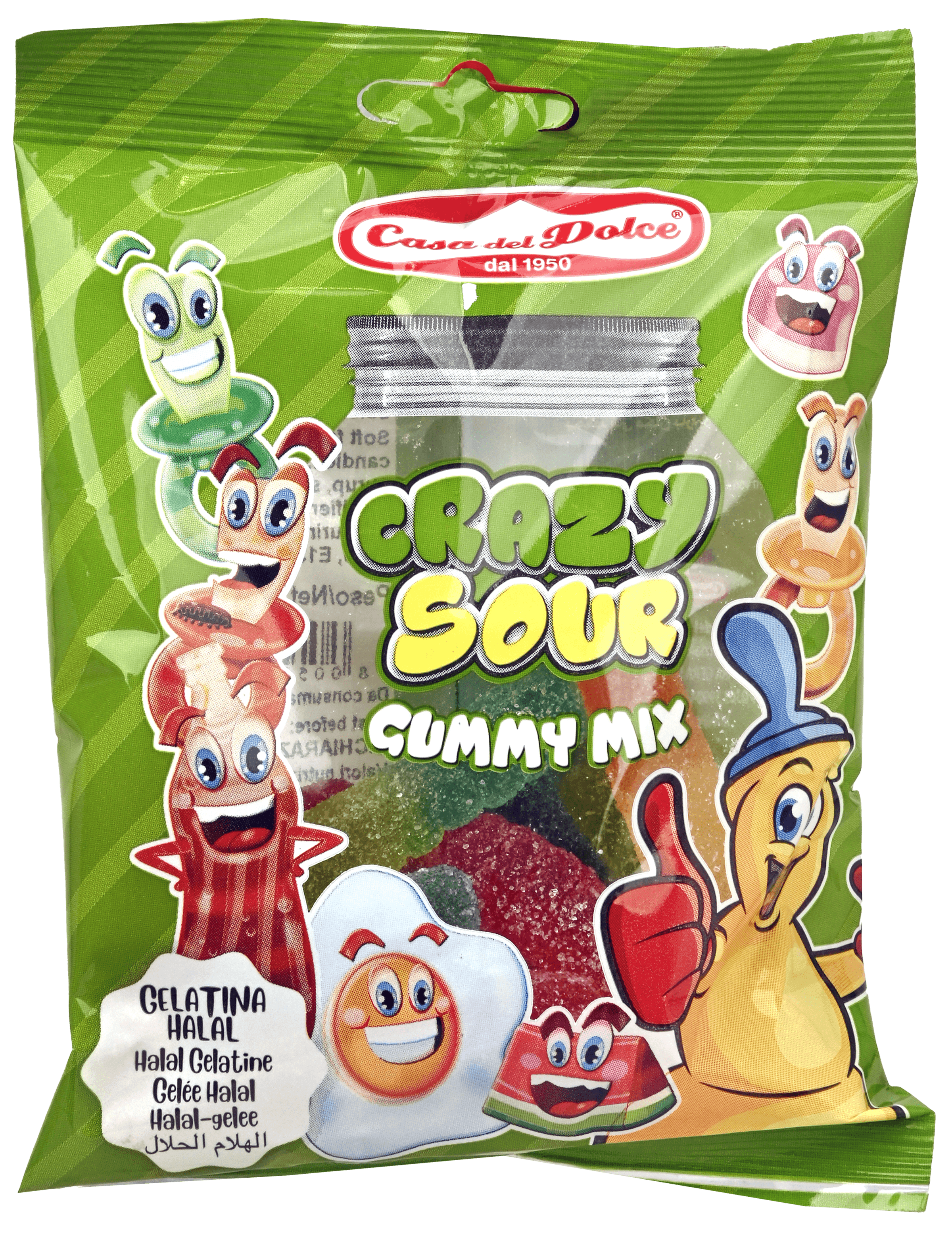4 Zakken Casa Del Dolce Crazy Sour Gummy Mix 90g