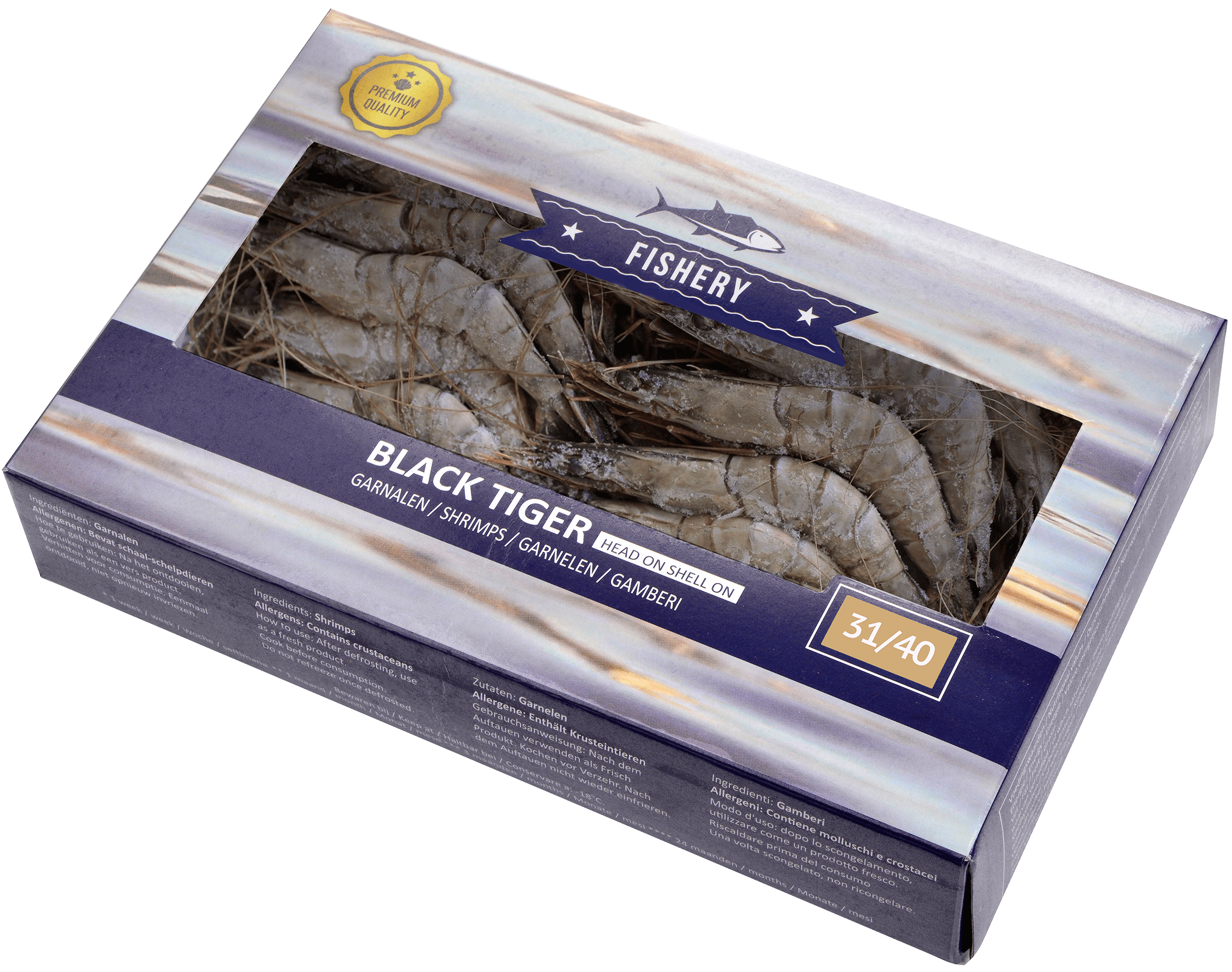 Black Tiger Garnalen 31/40 met kop ca. 1kg