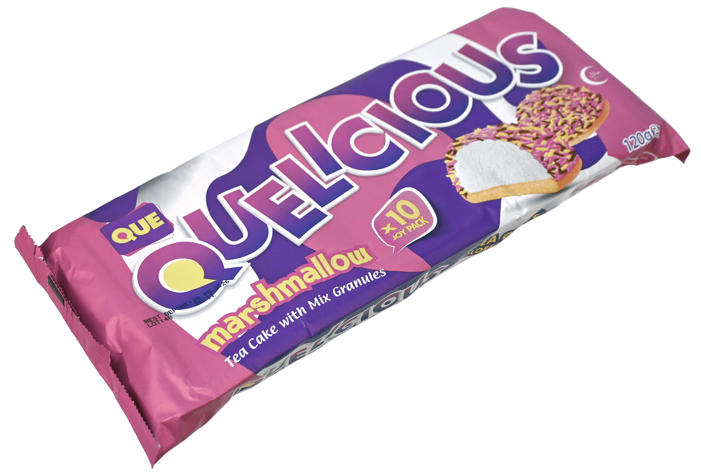 3 Pakken Quelicious Tea cake marshmallow Biscuits with colored sprinkles 120g