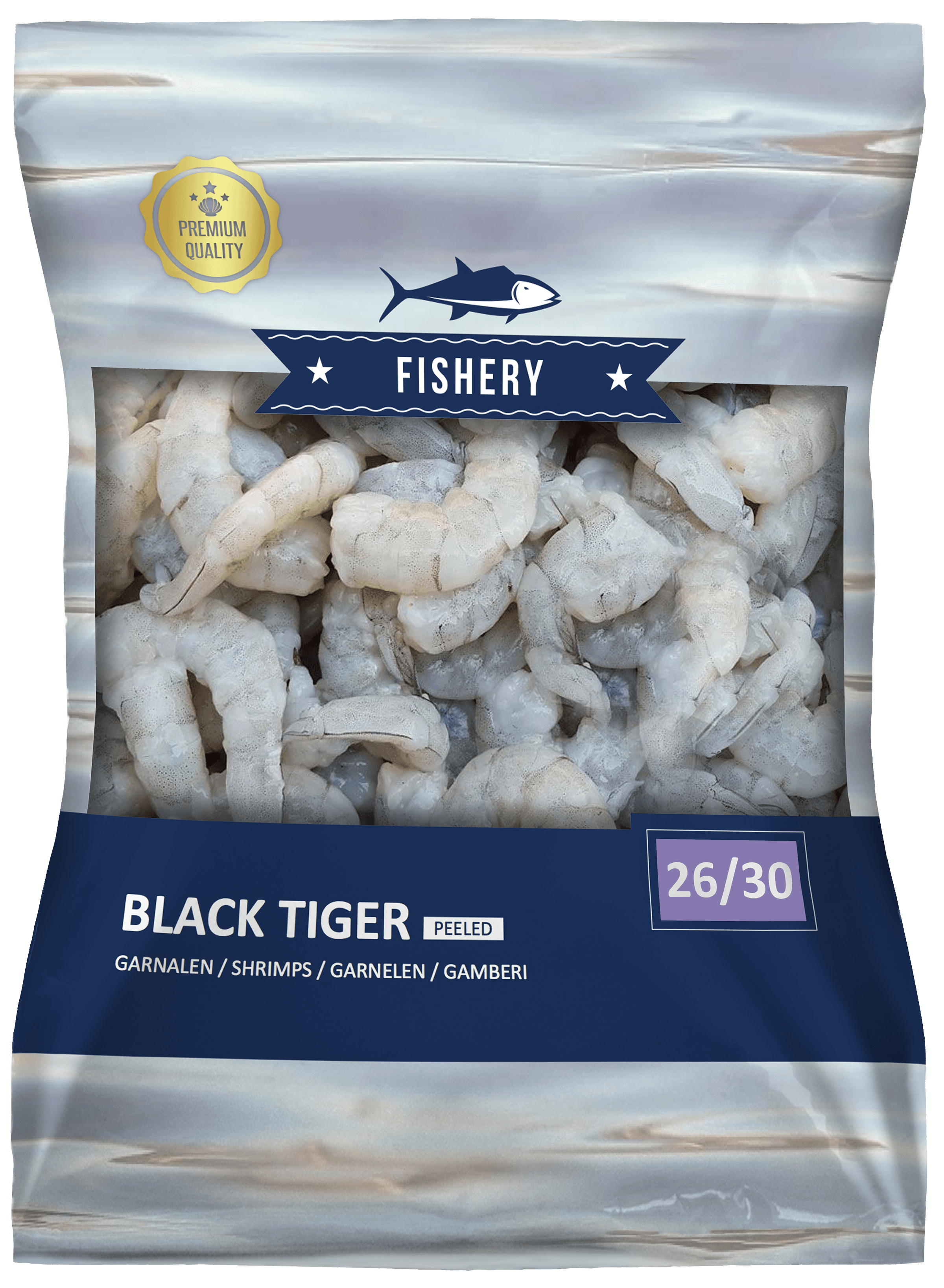 Black Tiger Garnalen 26/30 gepeld