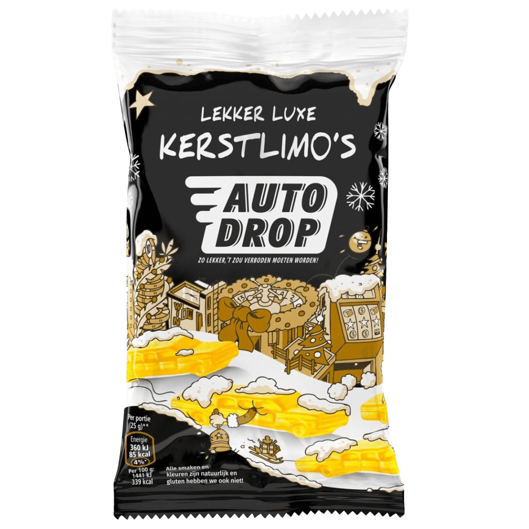 5 zakken AUTODROP Lekker luxe kerstlimo 70gr
