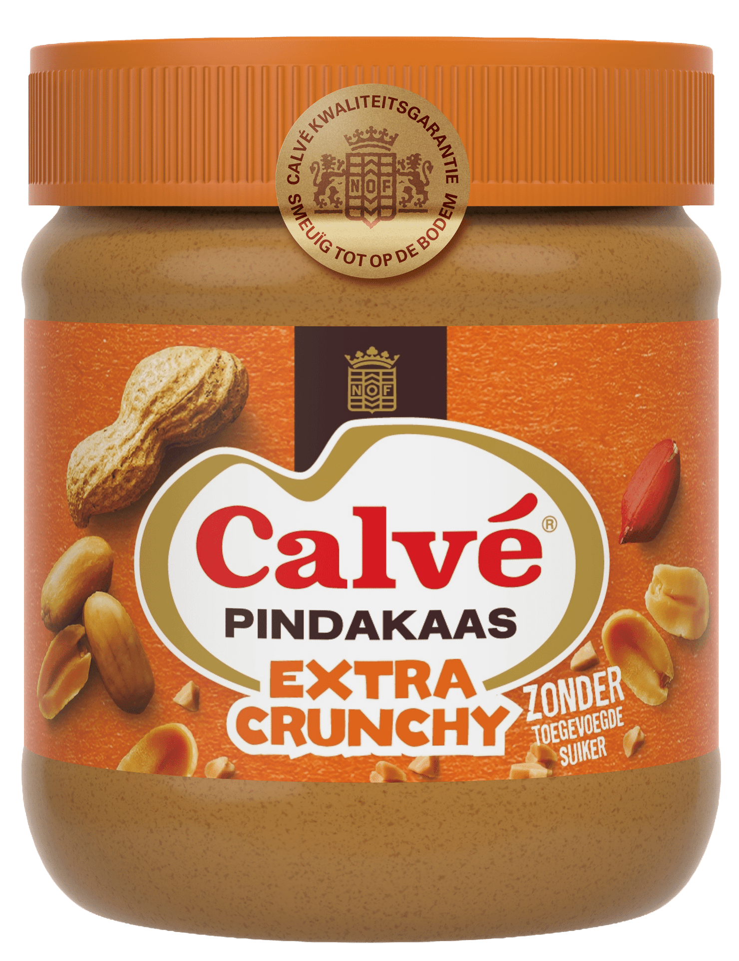 3 potten Calvé Extra crunchy pindakaas 350 GR