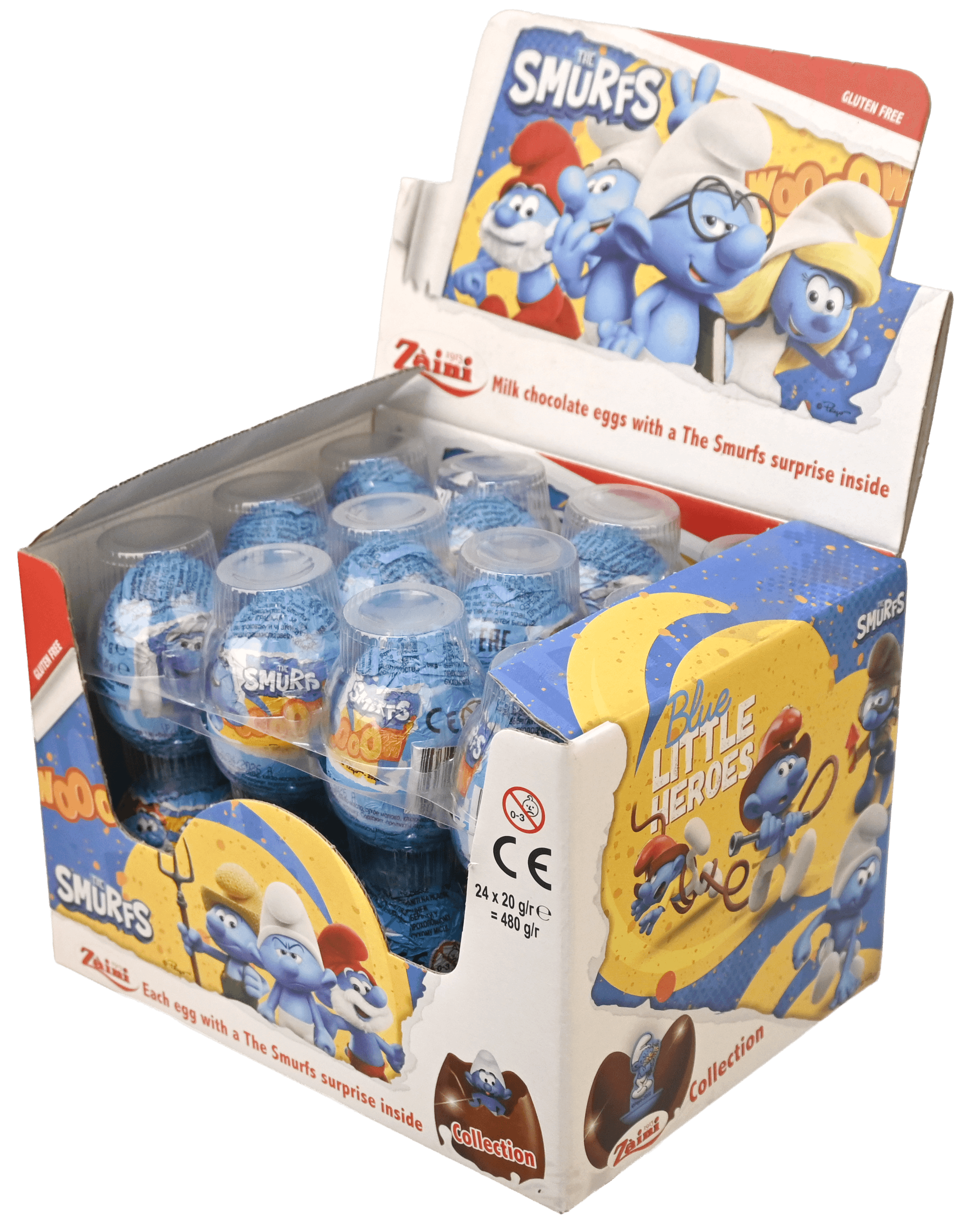 24 stuks Smurfen Chocolade-eieren Display 20g
