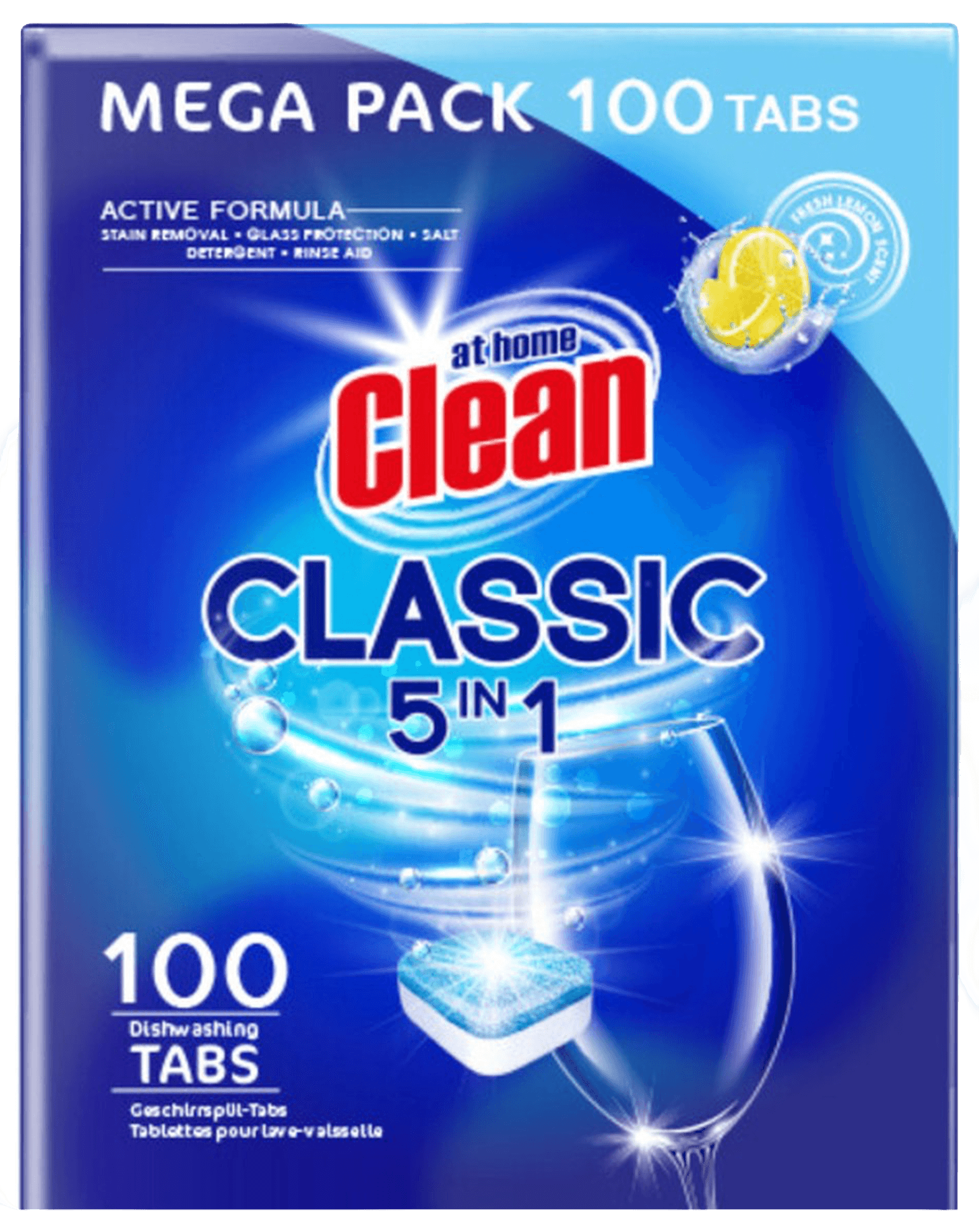 At Home Clean Dishwasher Tabs 5in1 Classic Lemon 100x18g