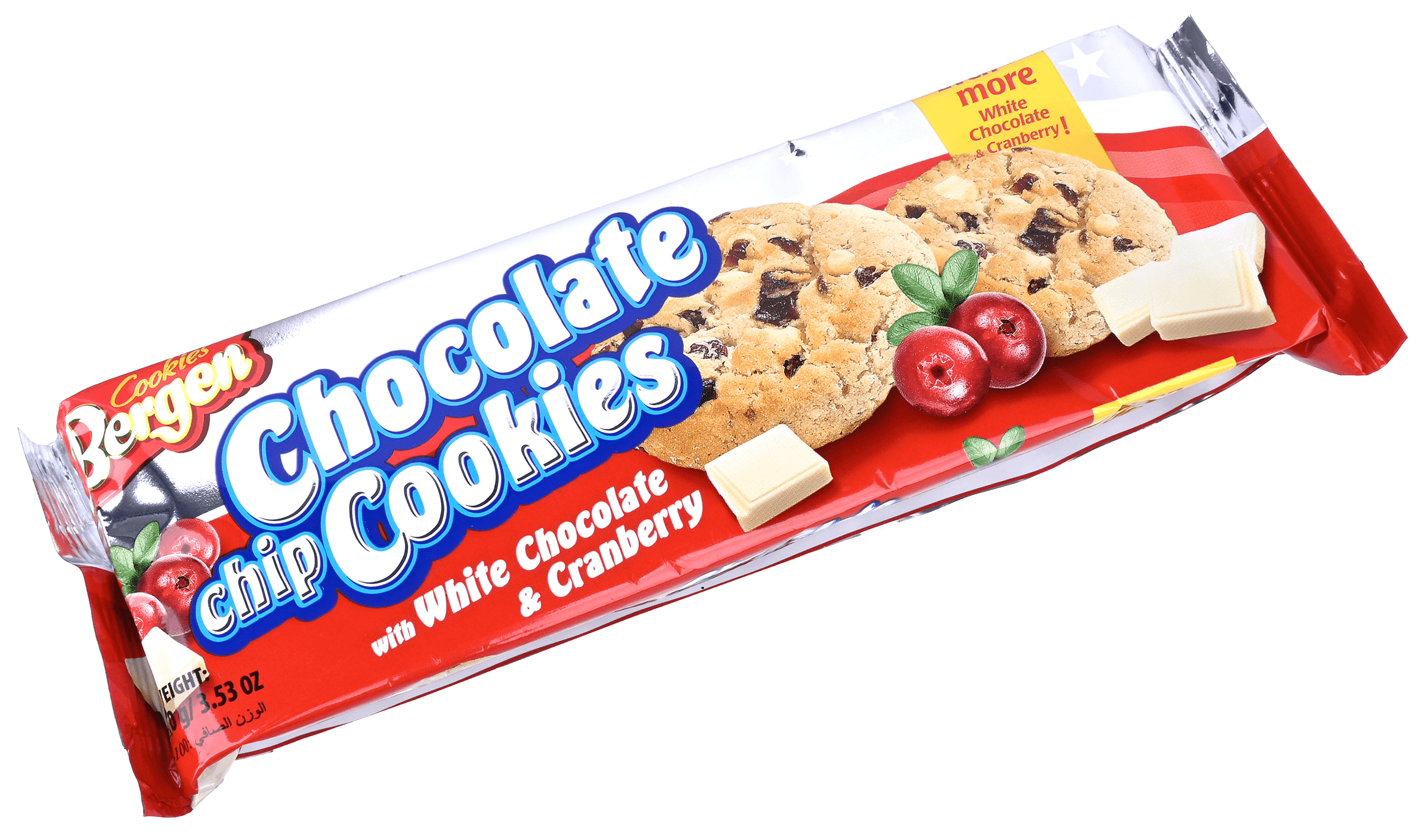 2 pakken Bergen Chocolate chip cookies chocolate & cranberry 100 GR