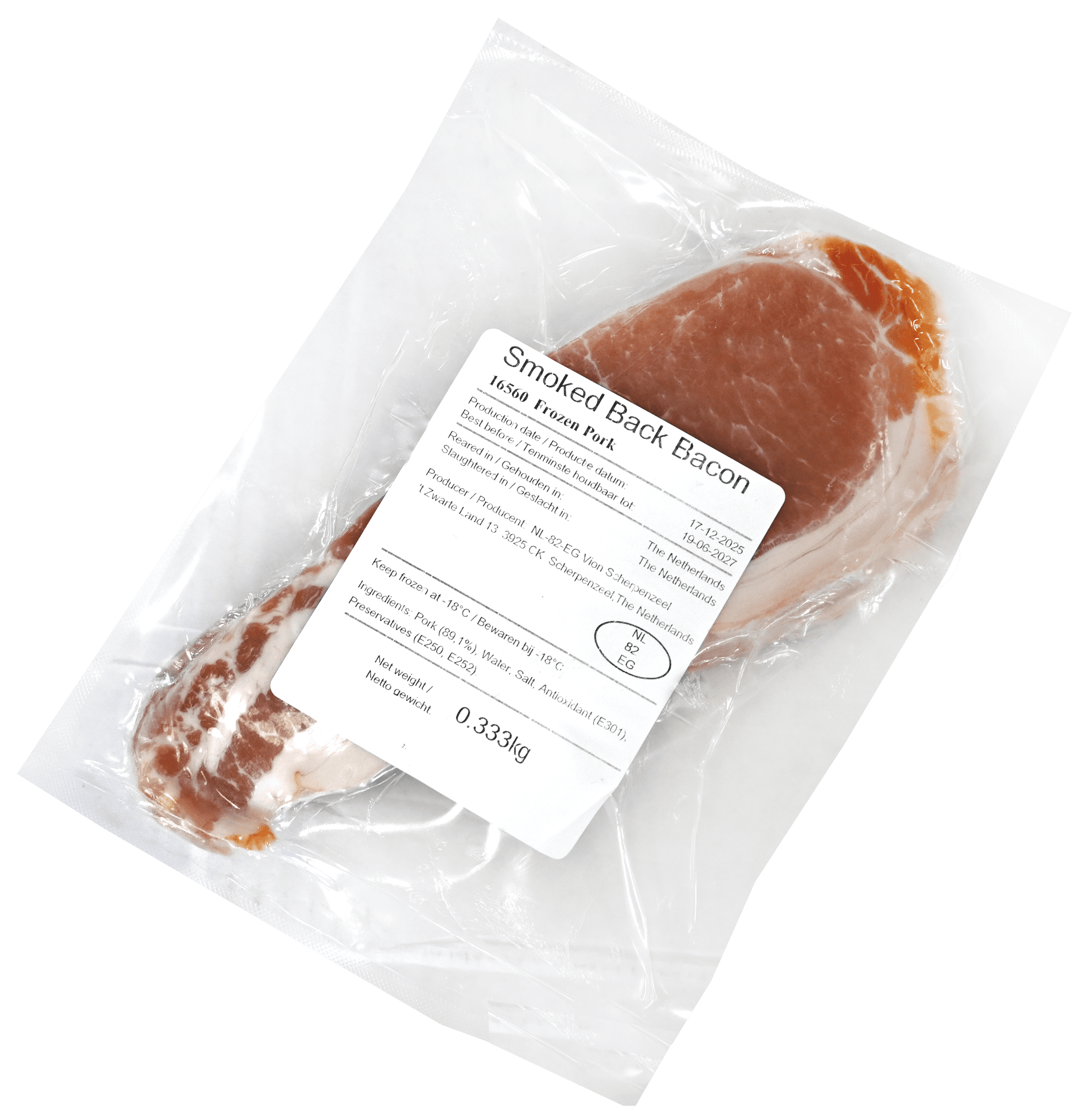 2 Stuks back bacon varken 300gr