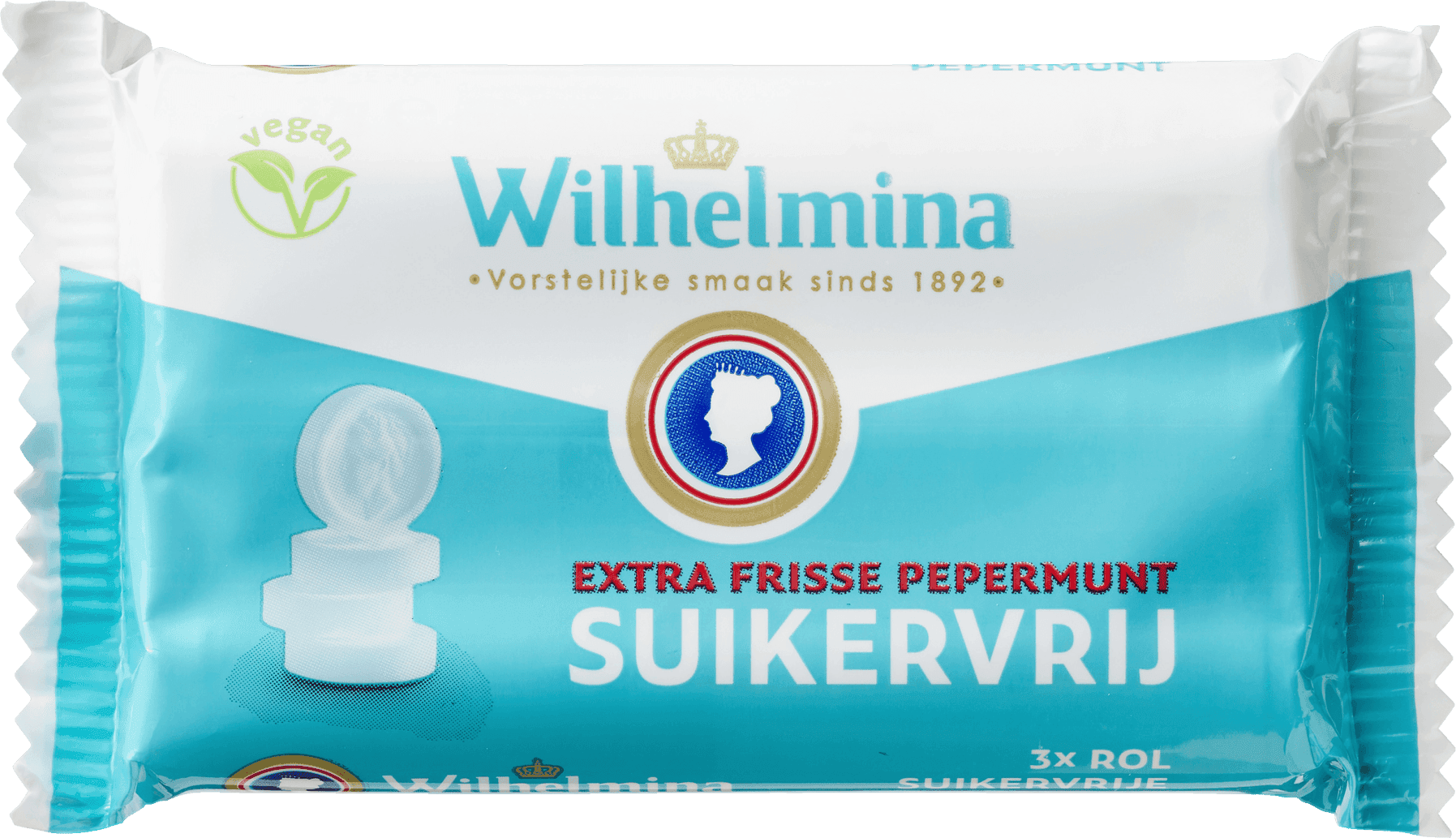 3 pakken Wilhelmina suikervrije pepermunt 3-pack 120gr
