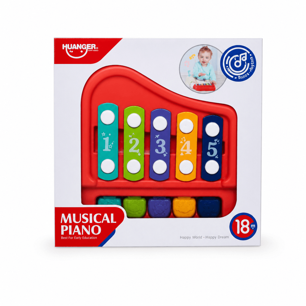Xylofoon piano 5 toons vanaf 18 maanden, 2 assorti kleuren, W/B