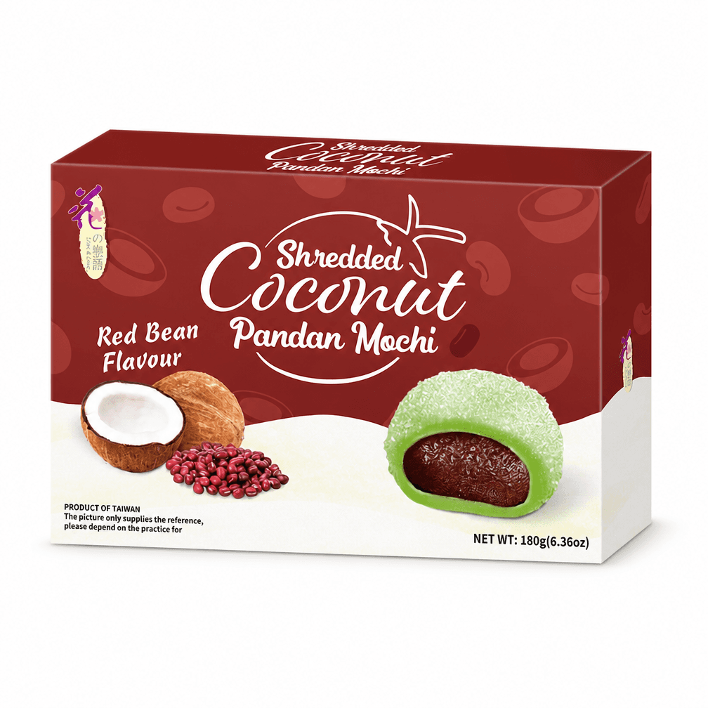 3 pakken Love & Love Shredded Coconut Pandan Mochi Rode bonen 180g