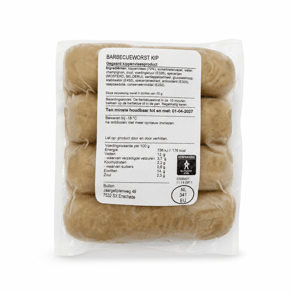 4 PAKKEN BBQ Worst Kip 280g 