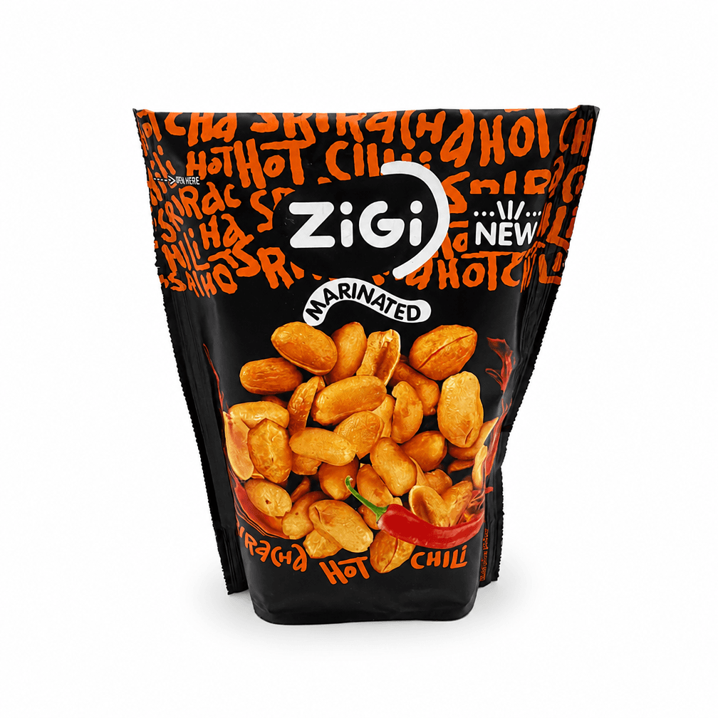 3 Zakken Zigi Sriracha Hot Chili Pinda's 70g