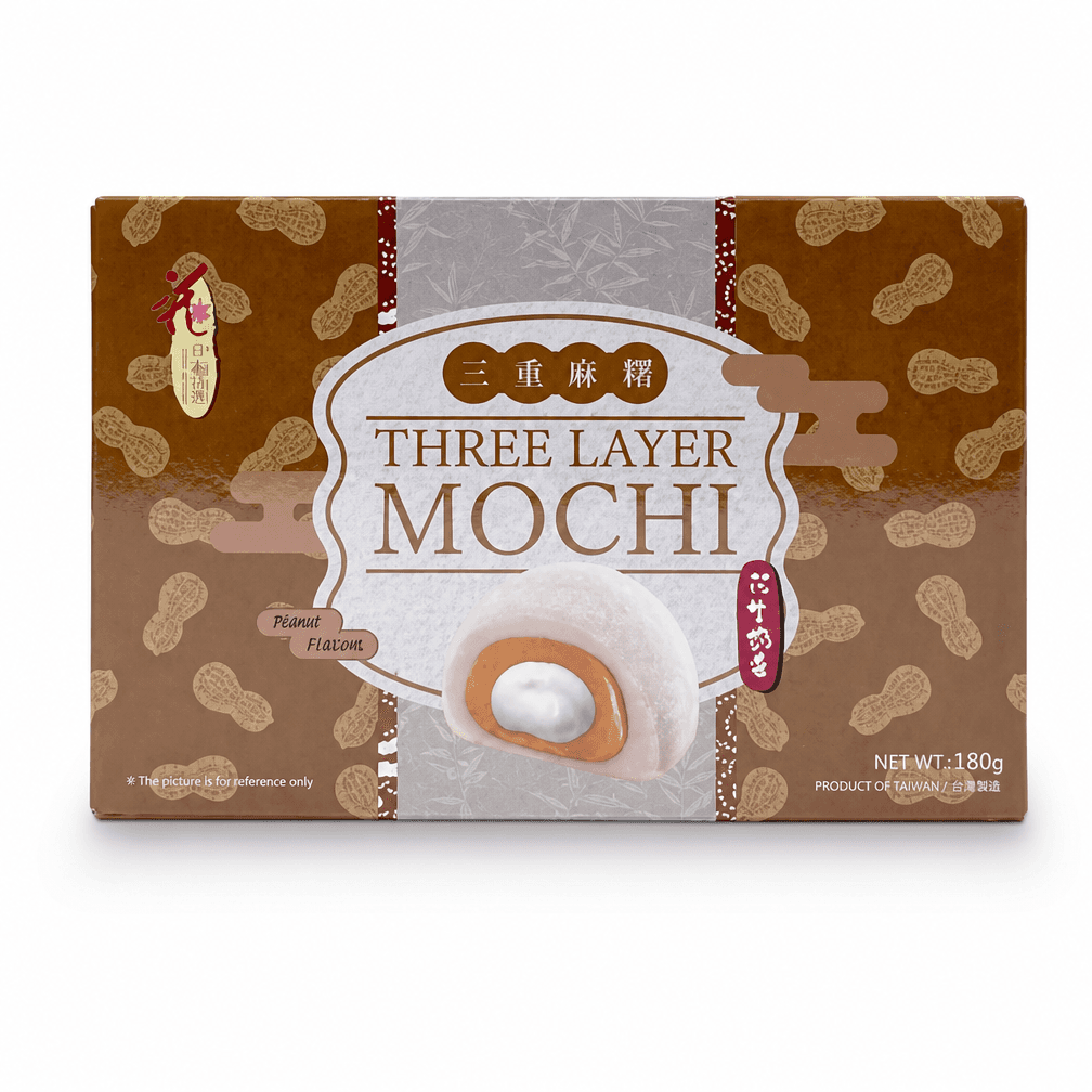 3 pakken Love & Love Three Layer Mochi pinda en creme vulling 180g