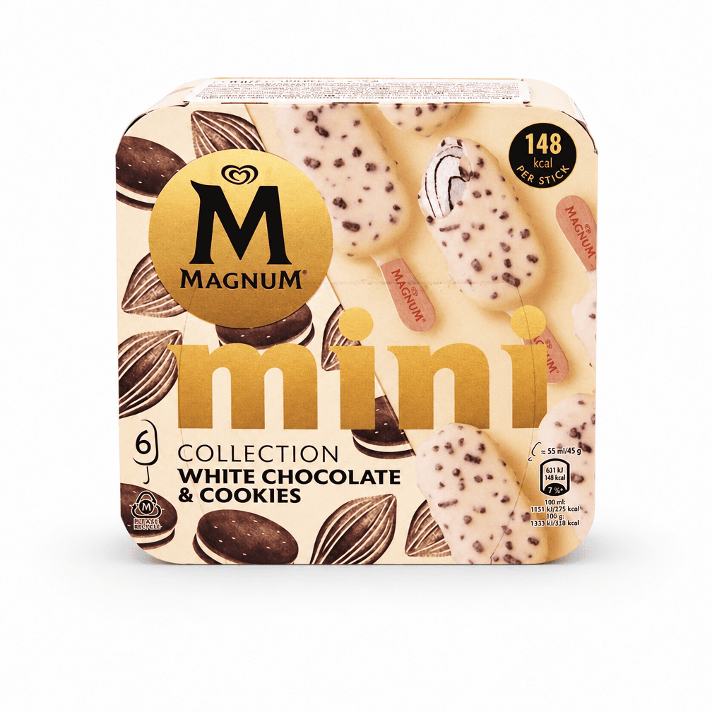 2 pakken MAGNUM ijs Mini white chocolate & cookies 6x55ml