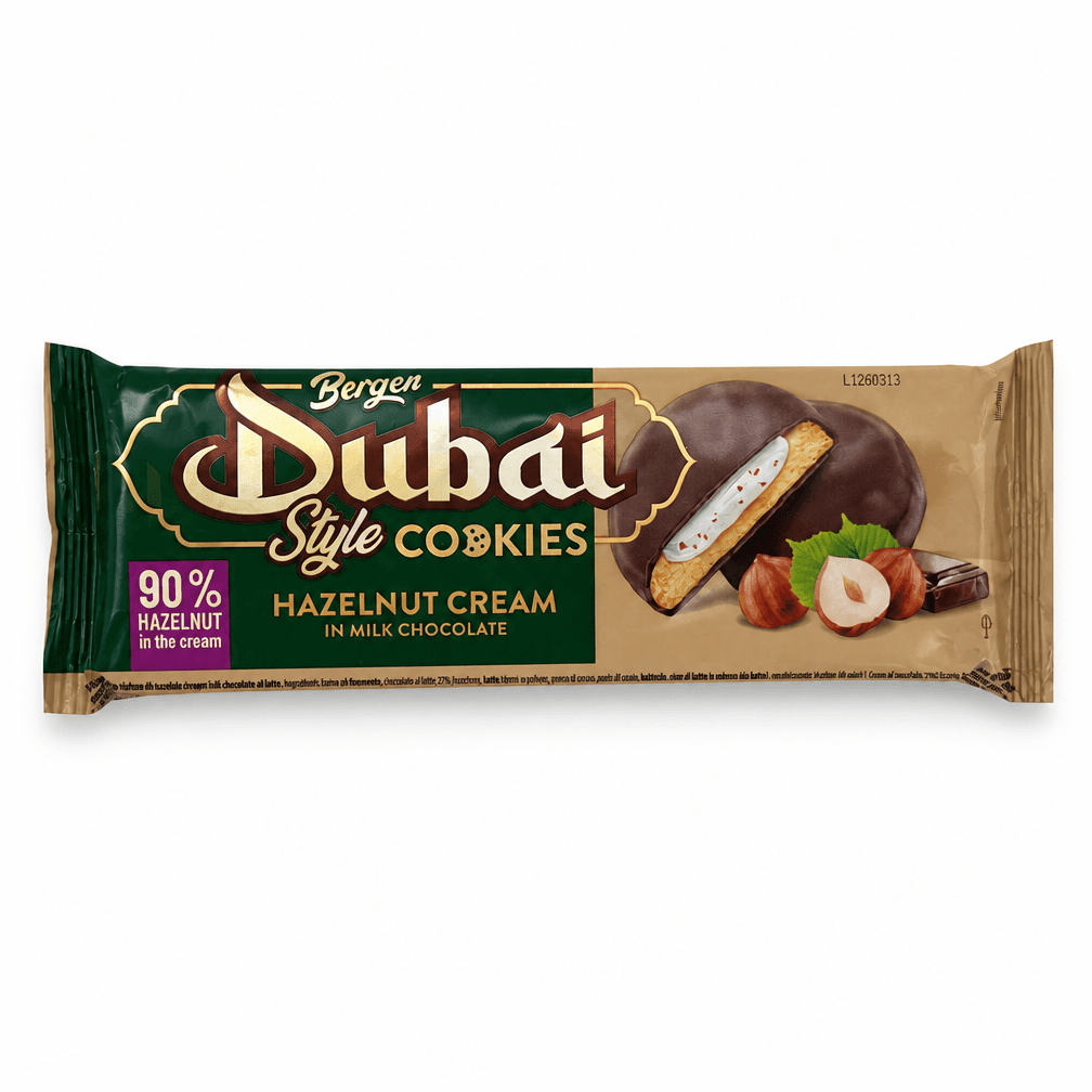 2 Pakken Bergen Dubai Style Hazelnut Cookies Melk Chocolade 96gr