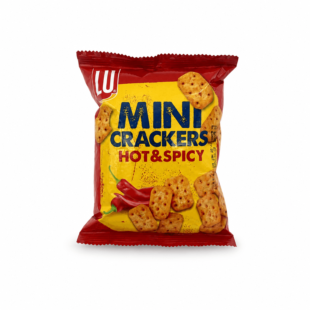 4 Zakken Lu Mini Crackers Hot & Spicy 75g