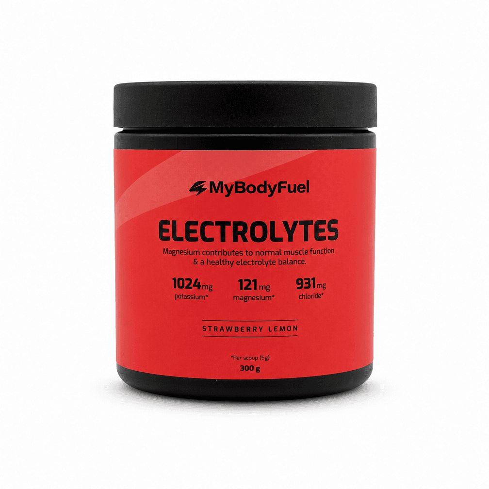 Pot MyBodyFuel elektrolytenpoeder aardbei-citroen 300 g