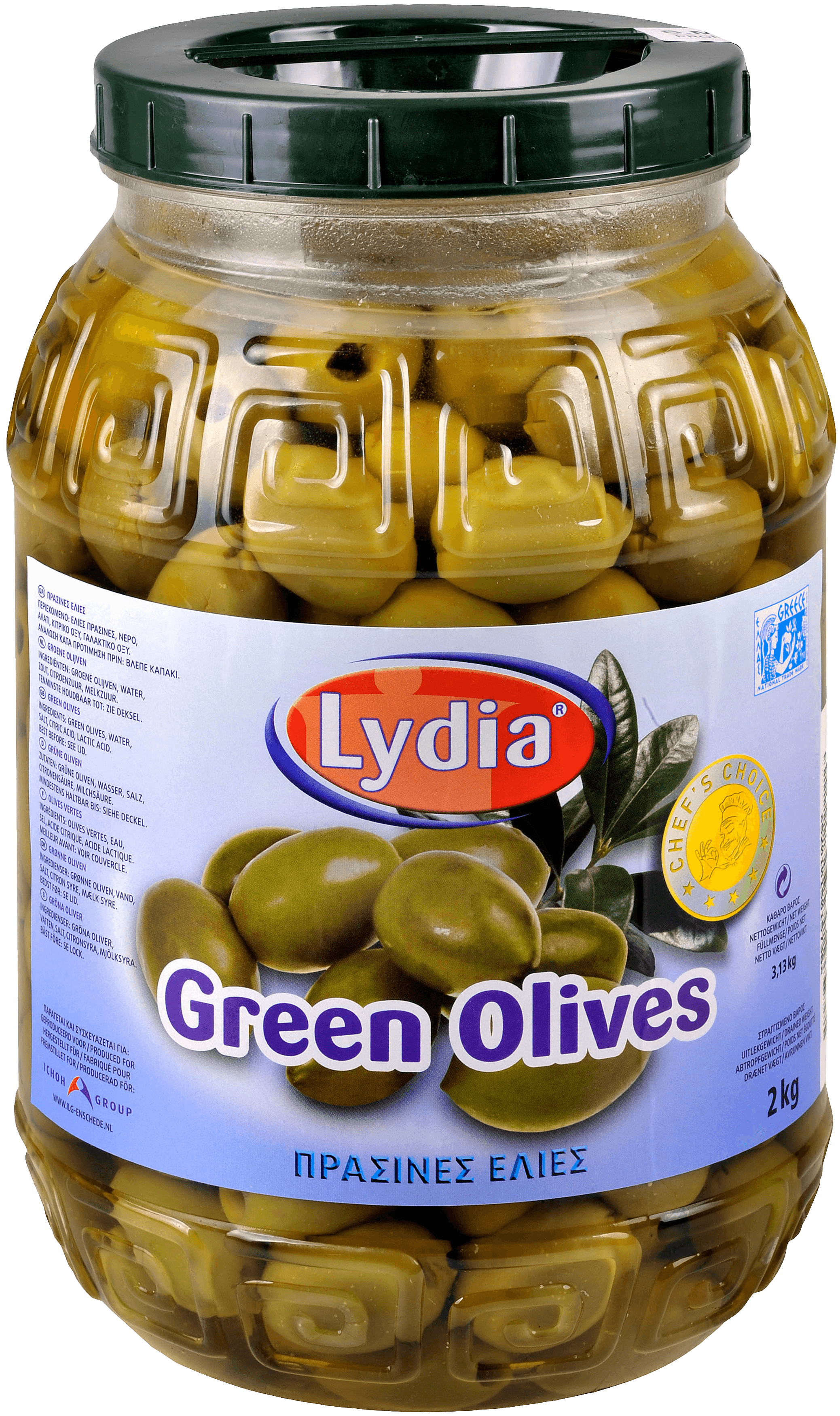 Lydia Grote Groene Olijven zonder Pit 1,8kg