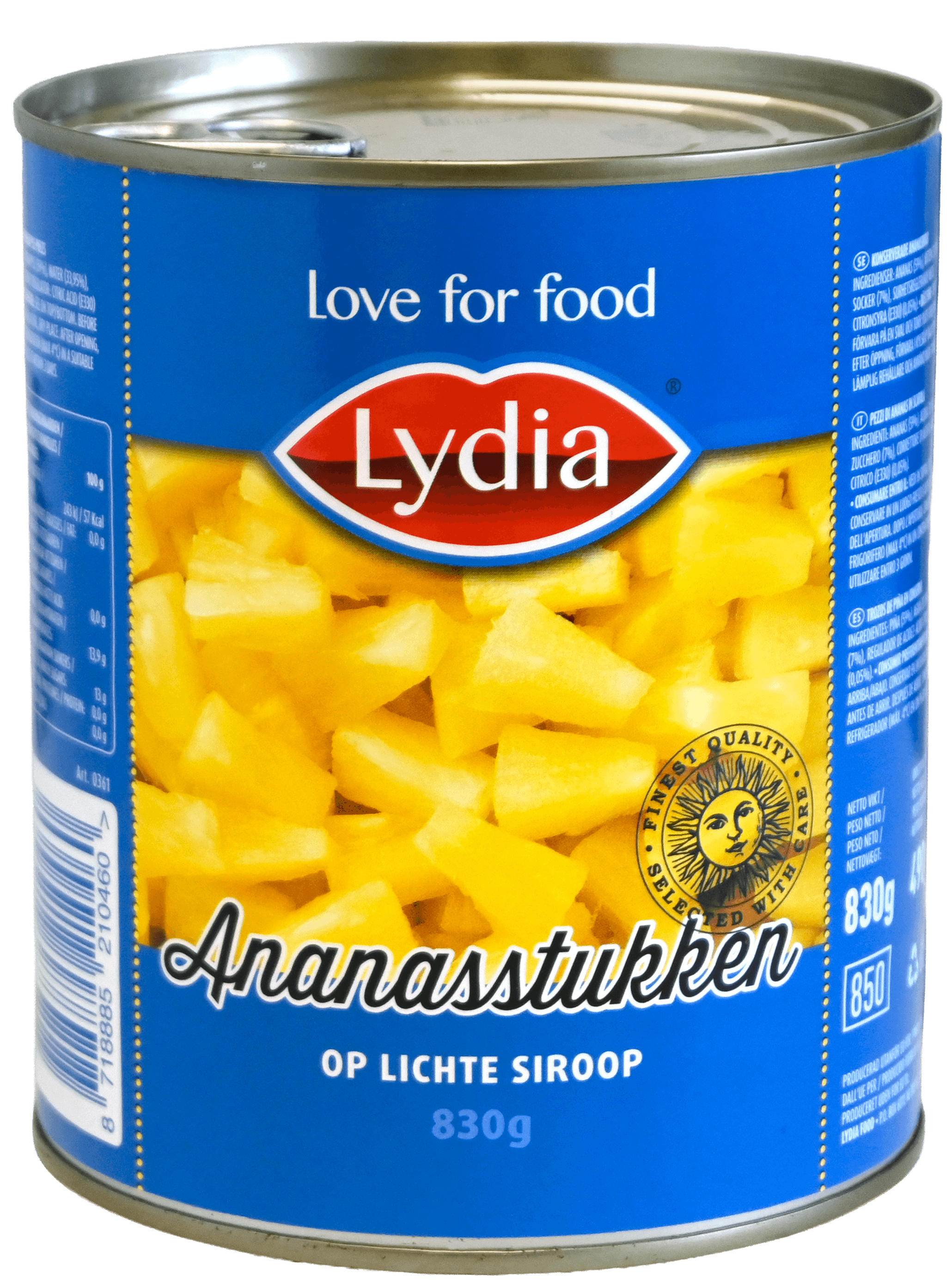 Lydia Ananasblokjes op lichte siroop 850ml