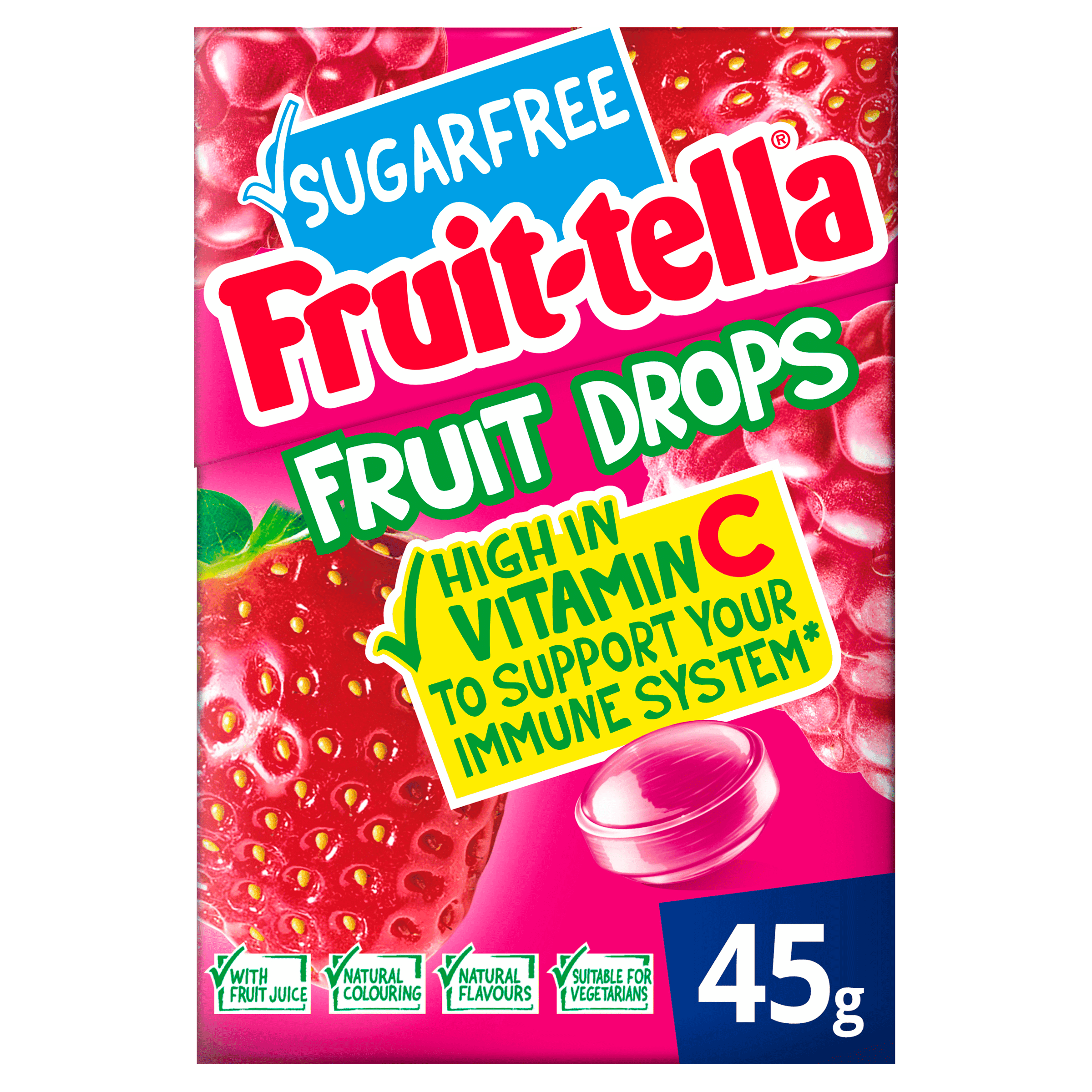 10 pakken Fruit-tella Fruitdrops 45g