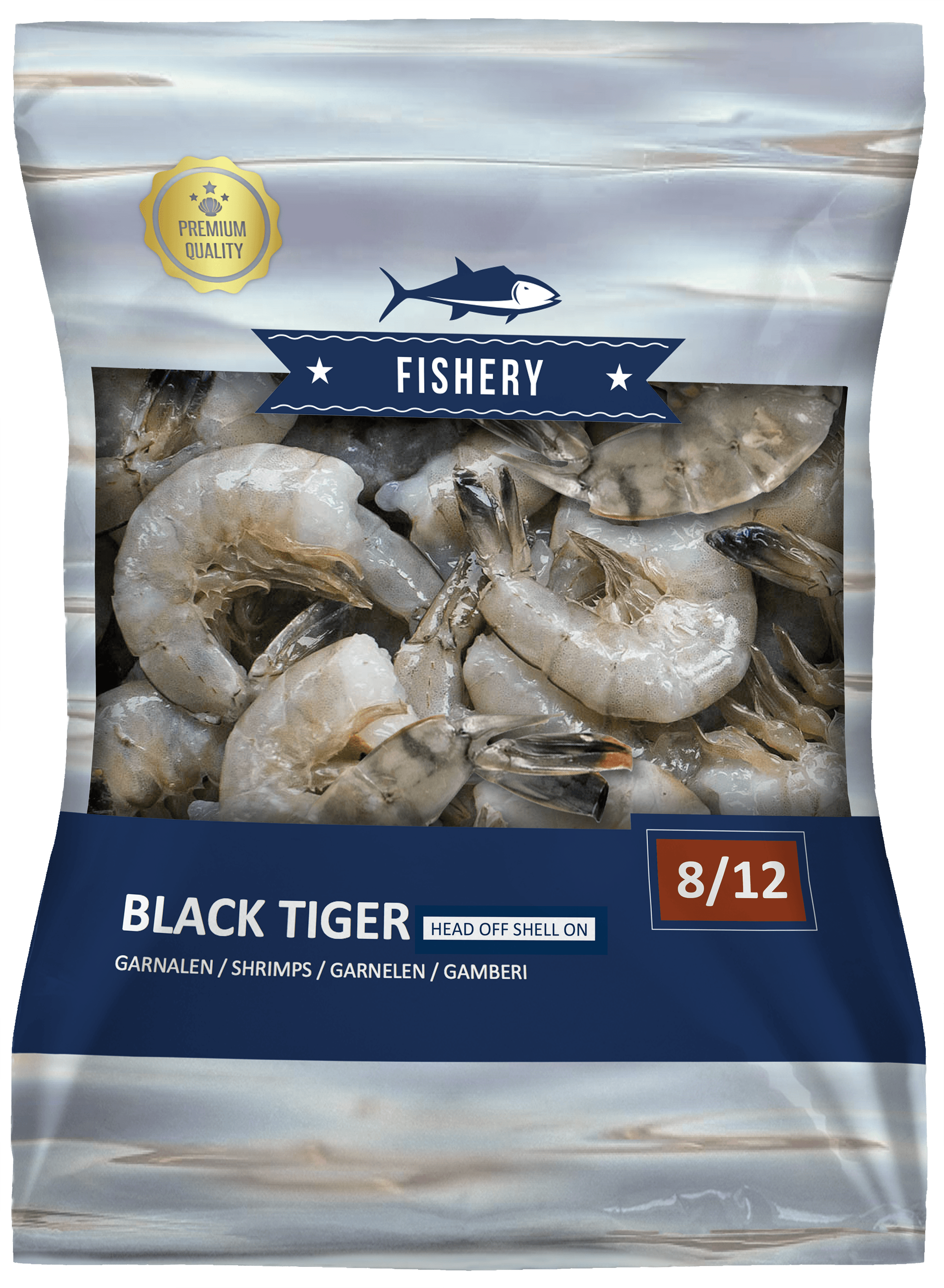 Black Tiger Garnalen 8/12 zonder kop met schaal