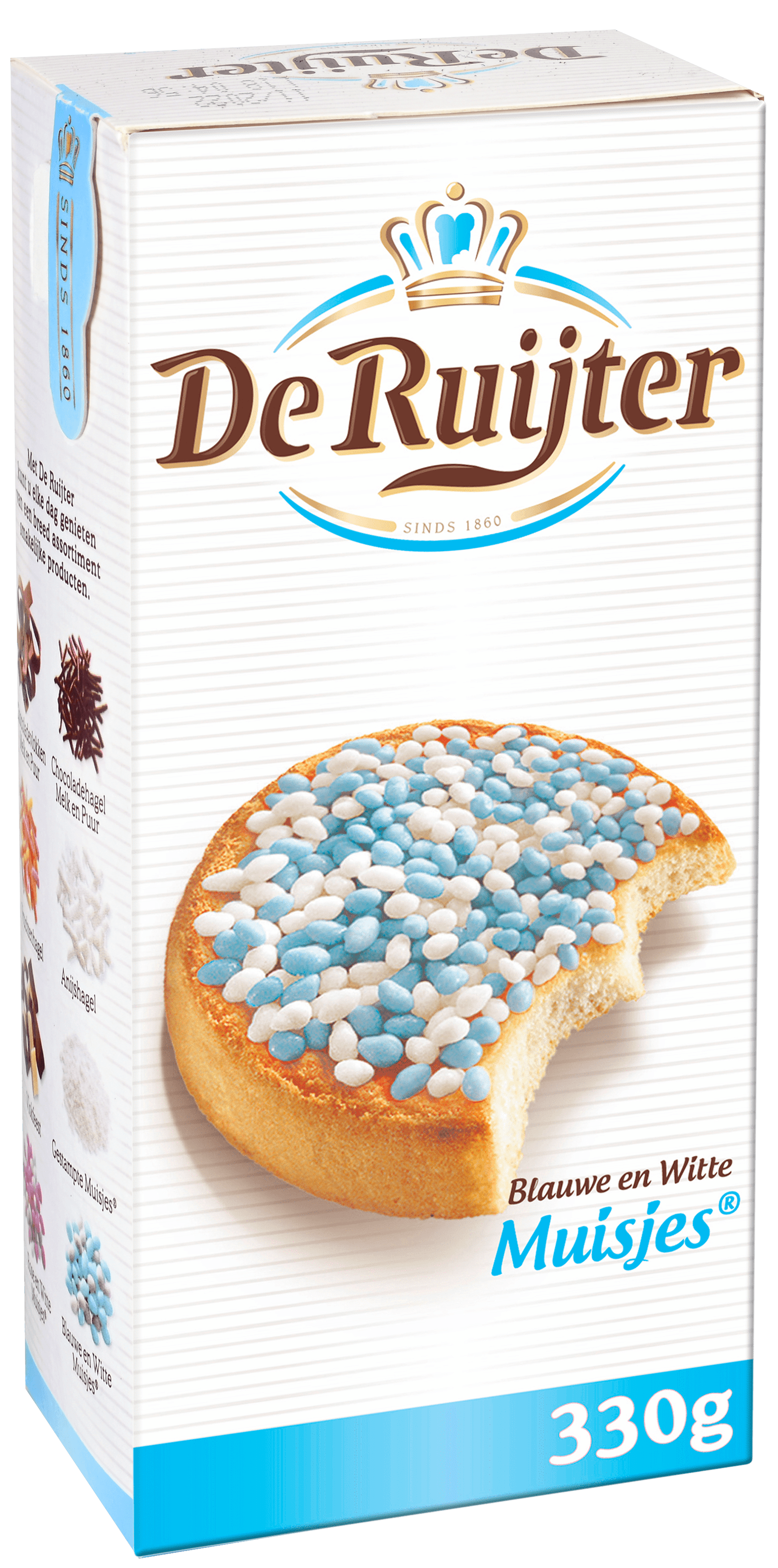 2 pakken De Ruijter Muisjes Blauw-Wit 330g