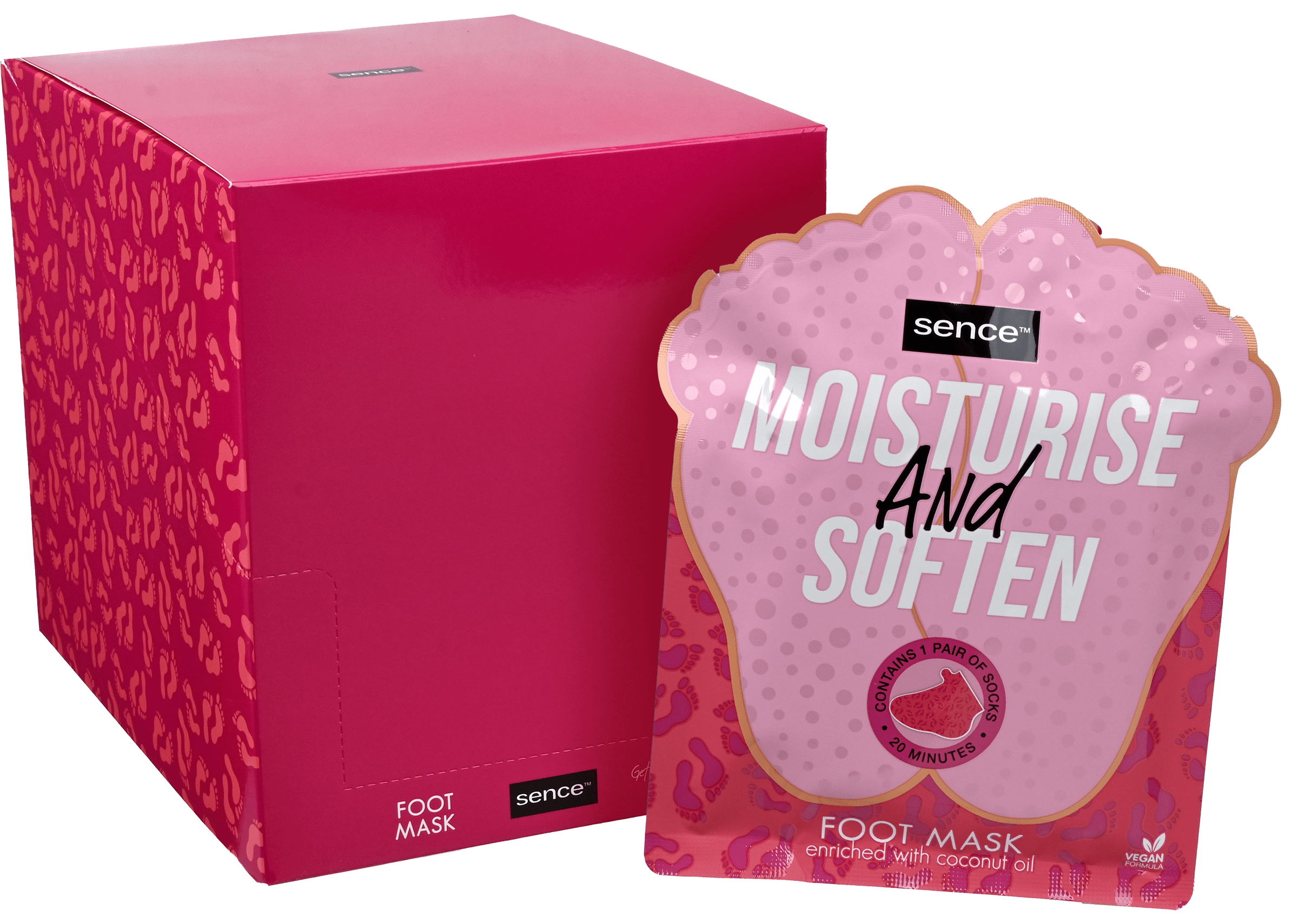 2 zakken Sence Shelf Display Foot Mask 2x20ml Glow Girls