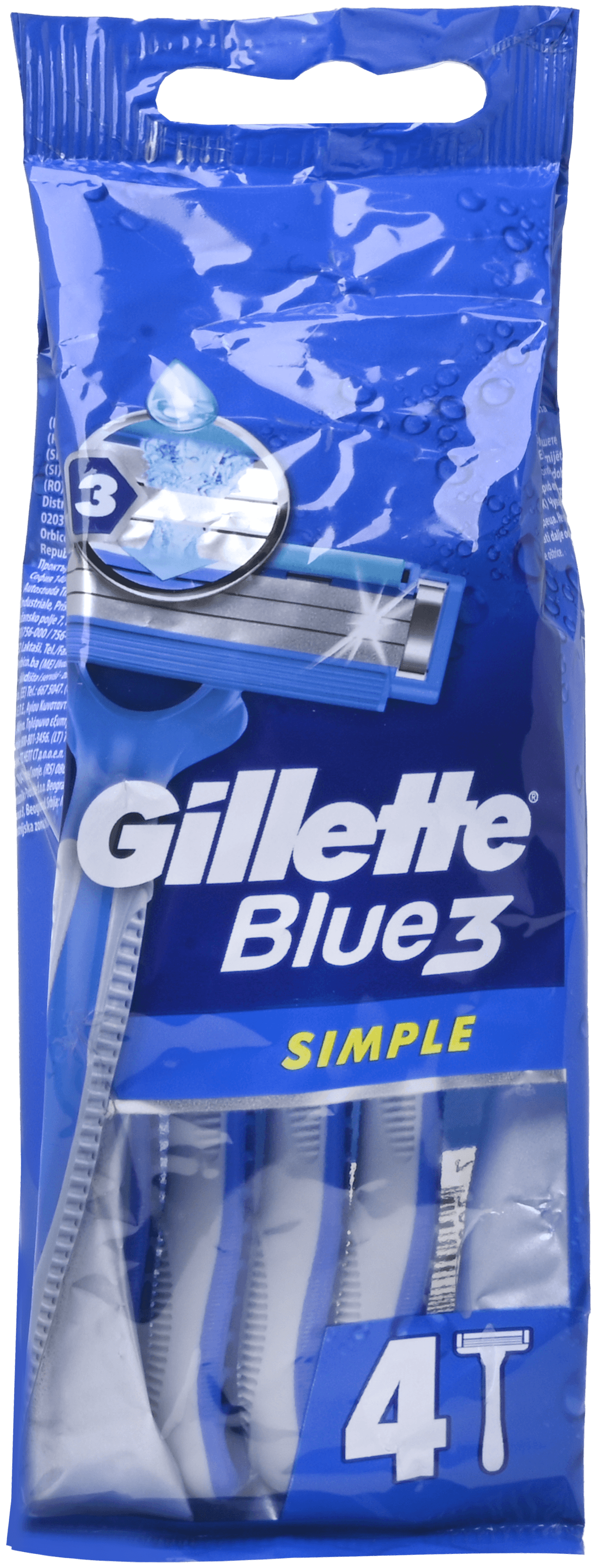2 pakken Gillette Blue 3 wegwerpmesjes Simple 4st