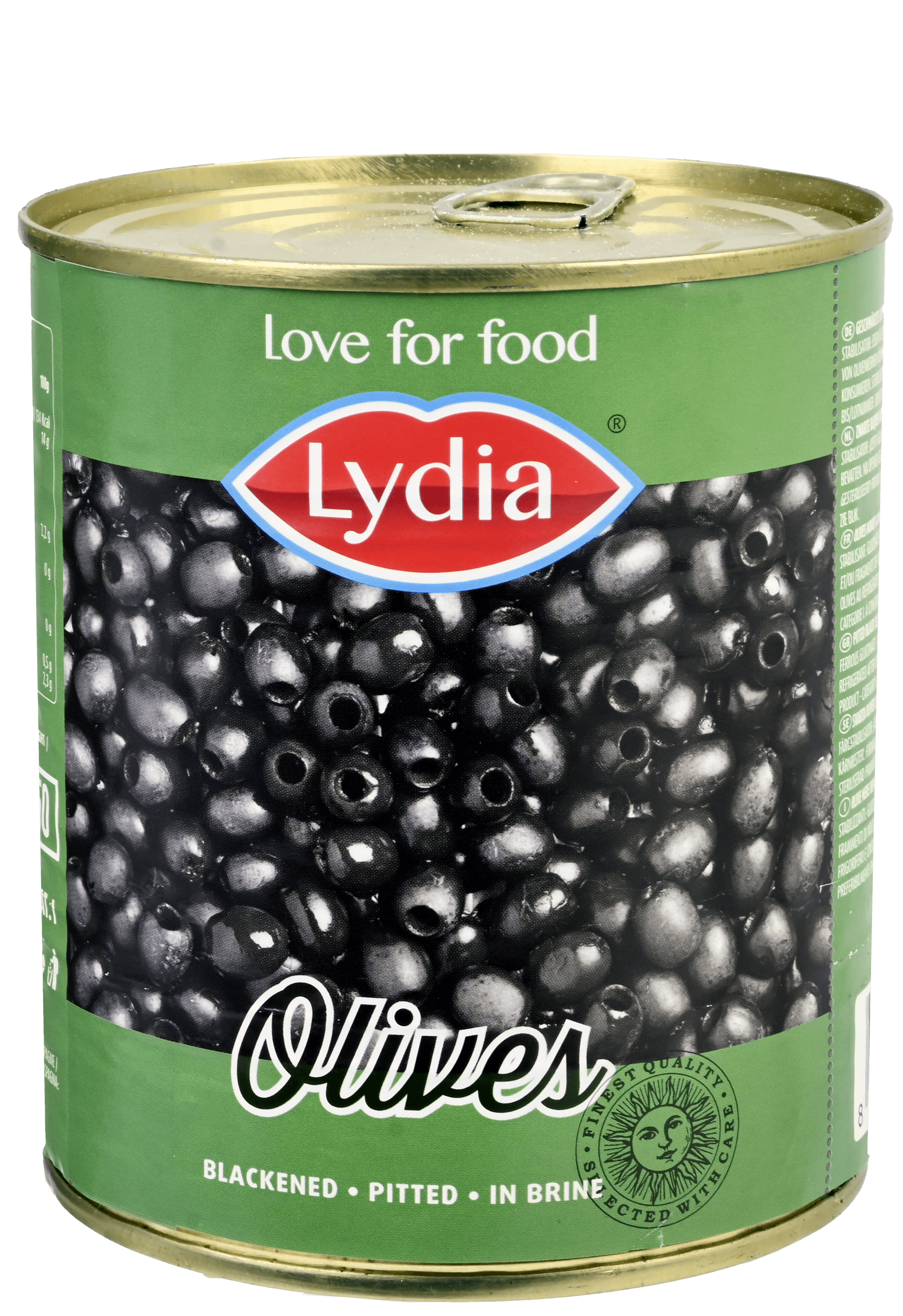 Lydia Kleine Zwarte Olijven zonder Pit 850ml